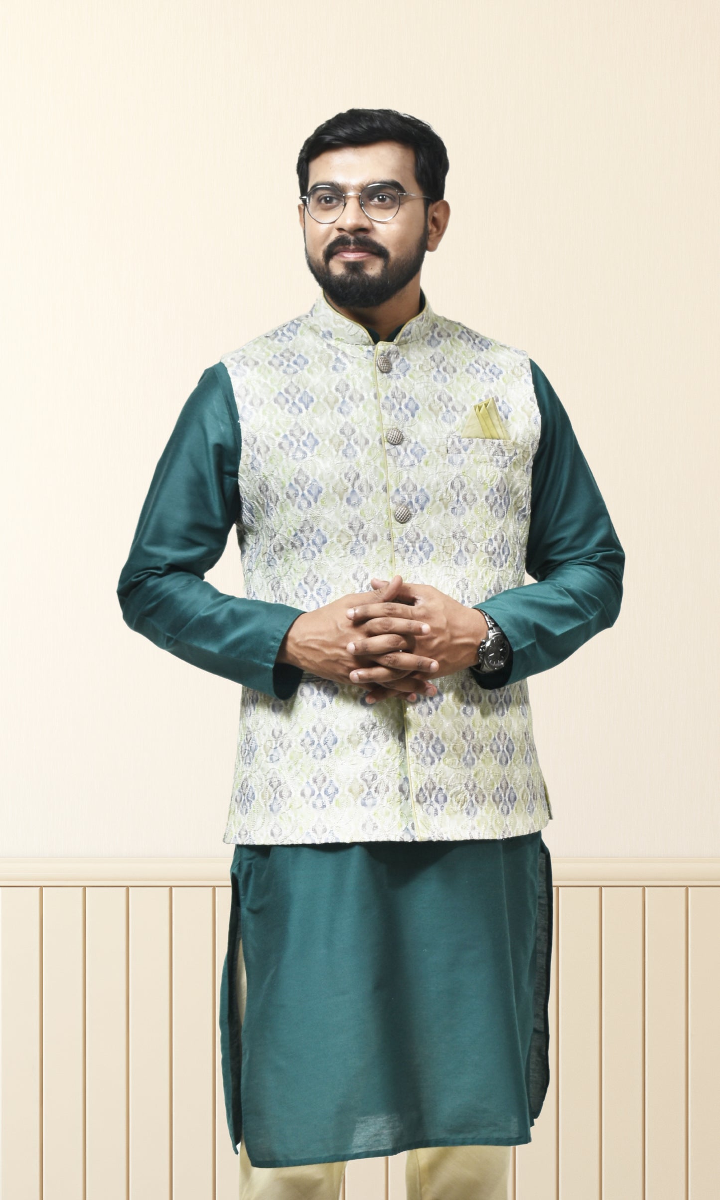 Moonlit Meadow Jacket with Aquatic & Lime Embroidery