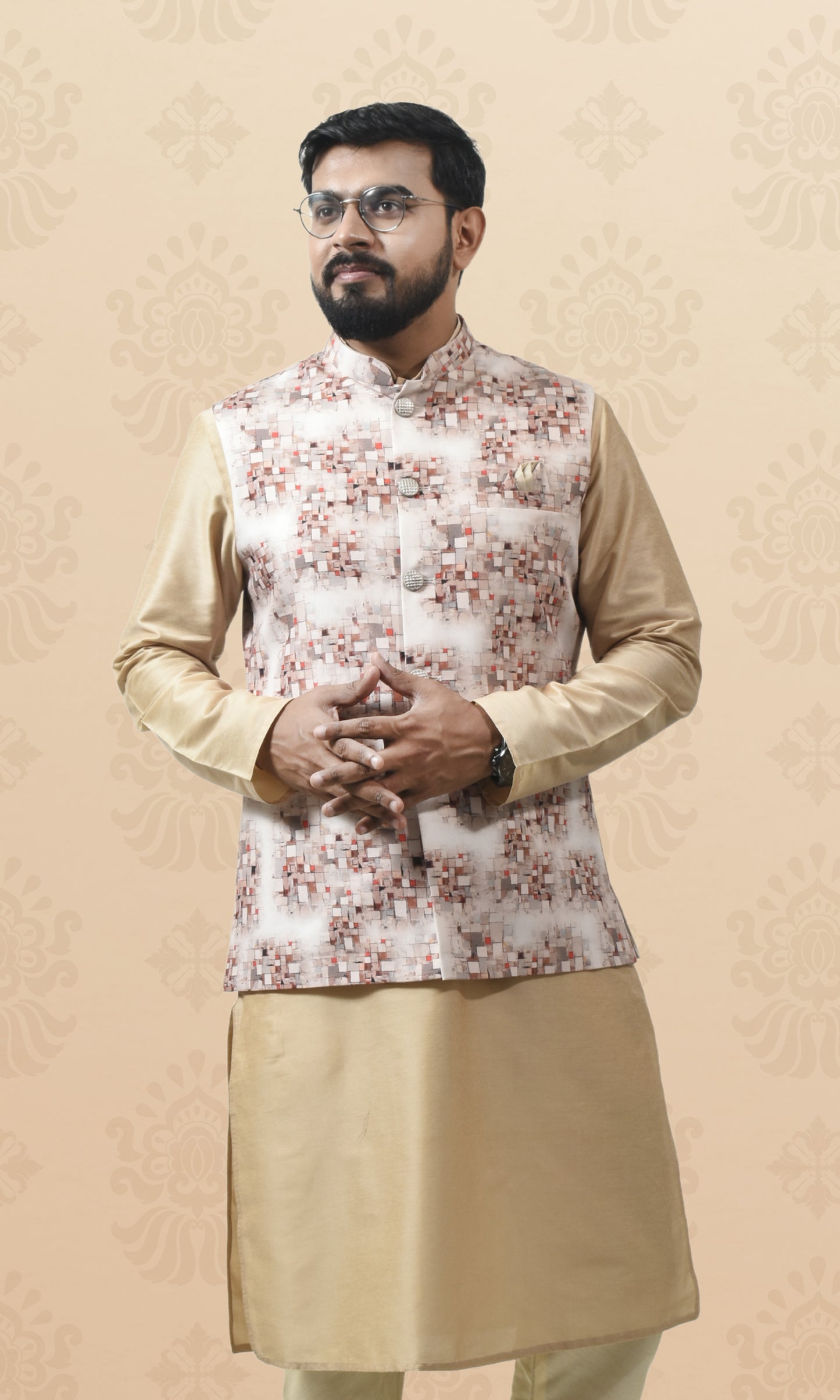 Ivory Ember Jacket with Pixelated Heritage Detailing