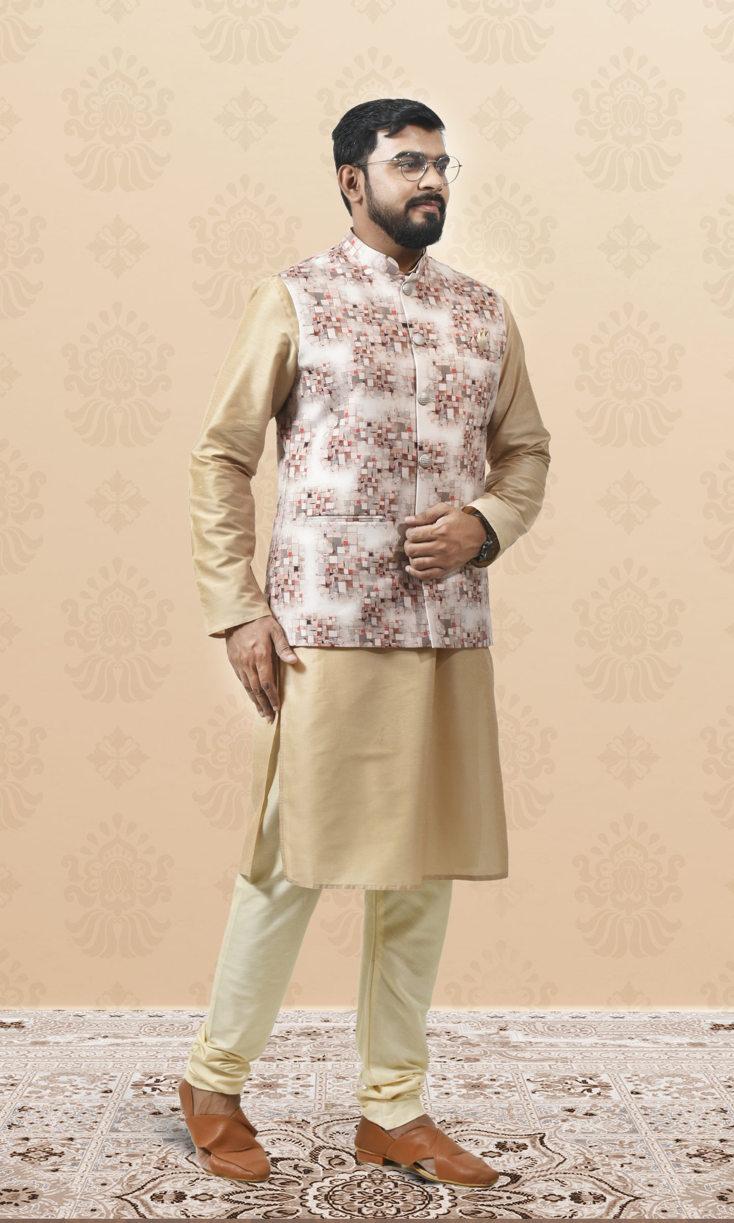 Ivory Ember Jacket with Pixelated Heritage Detailing