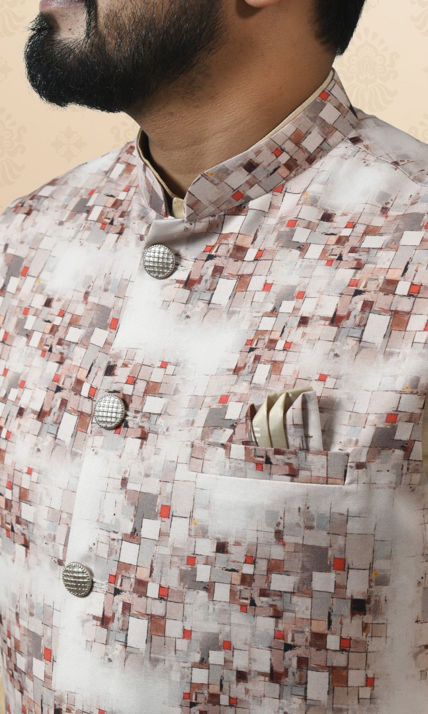 Ivory Ember Jacket with Pixelated Heritage Detailing