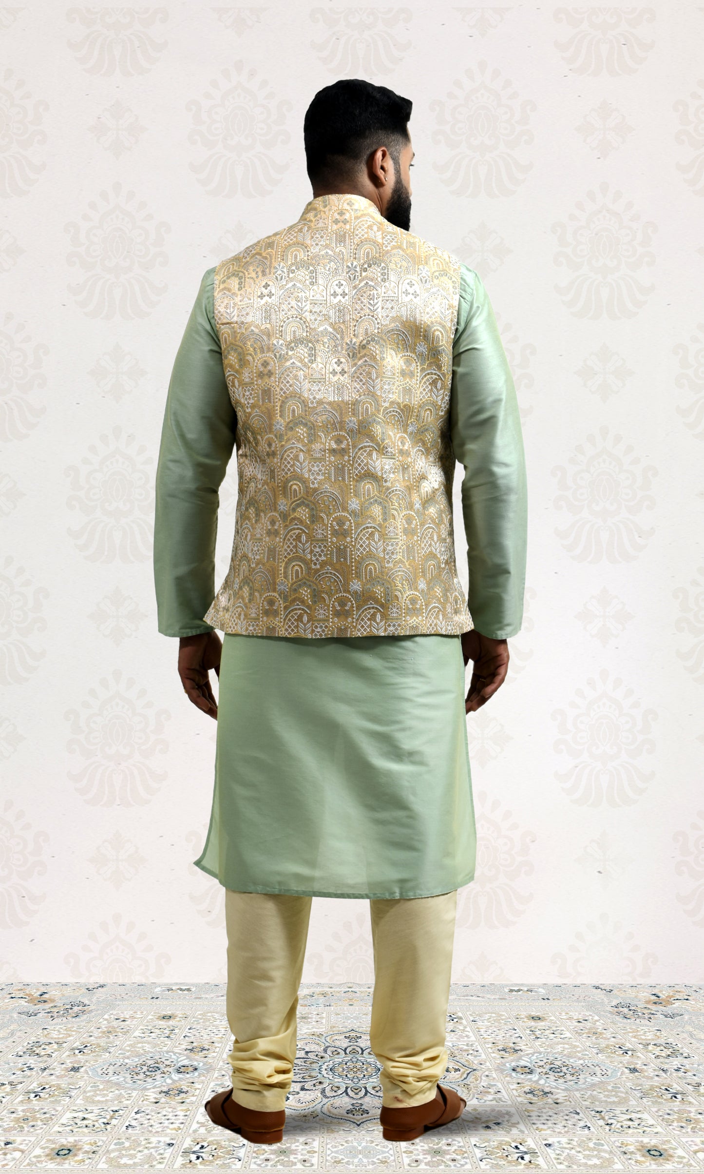 Mint Royale Ivory Jacket with Paisley Sequin Embroidery and Delicate Pastel Accents