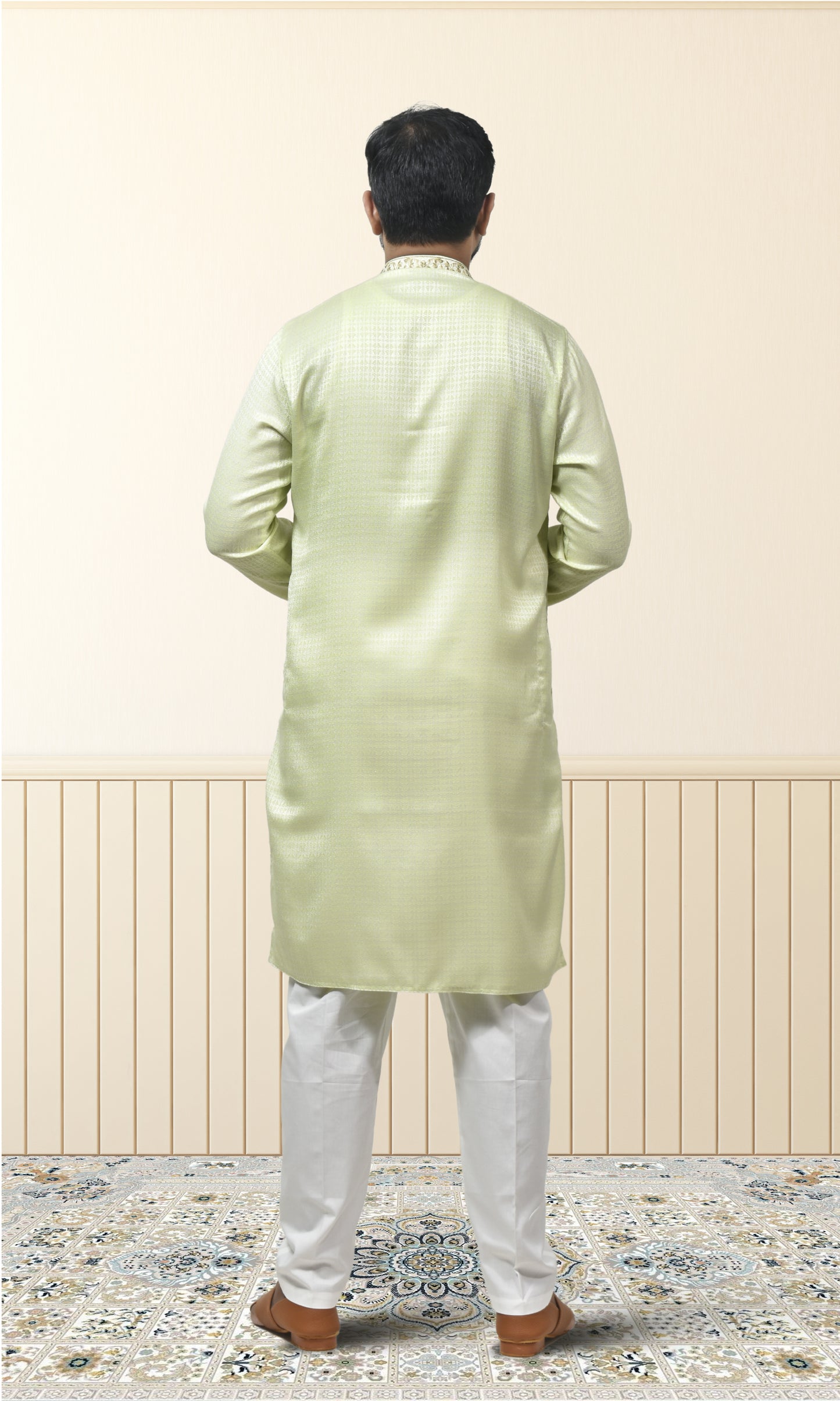 Pastle Pista Green Radiance Kurta with Floral Embroidery