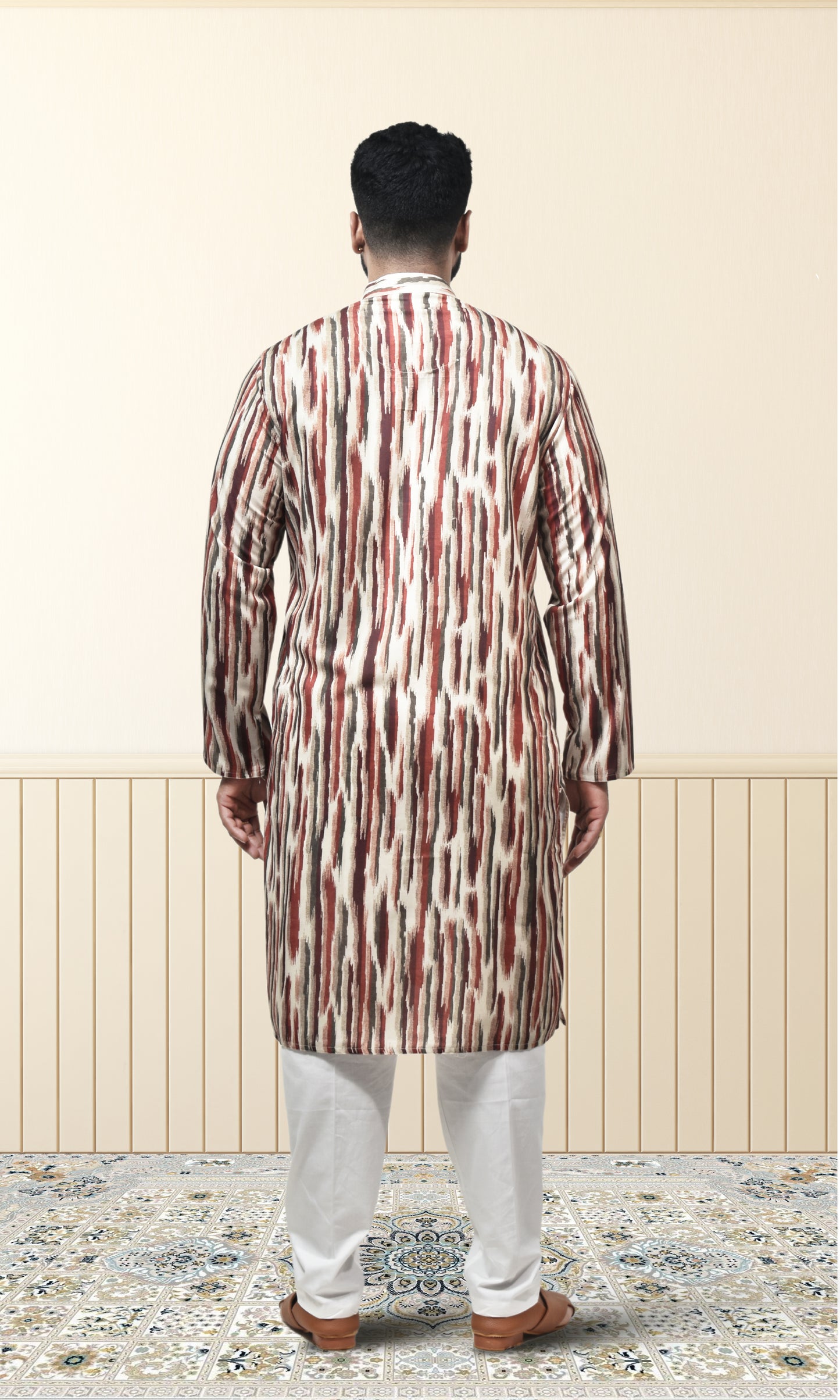 Rustic Brushstroke Ikat Kurta in Earthy Tones