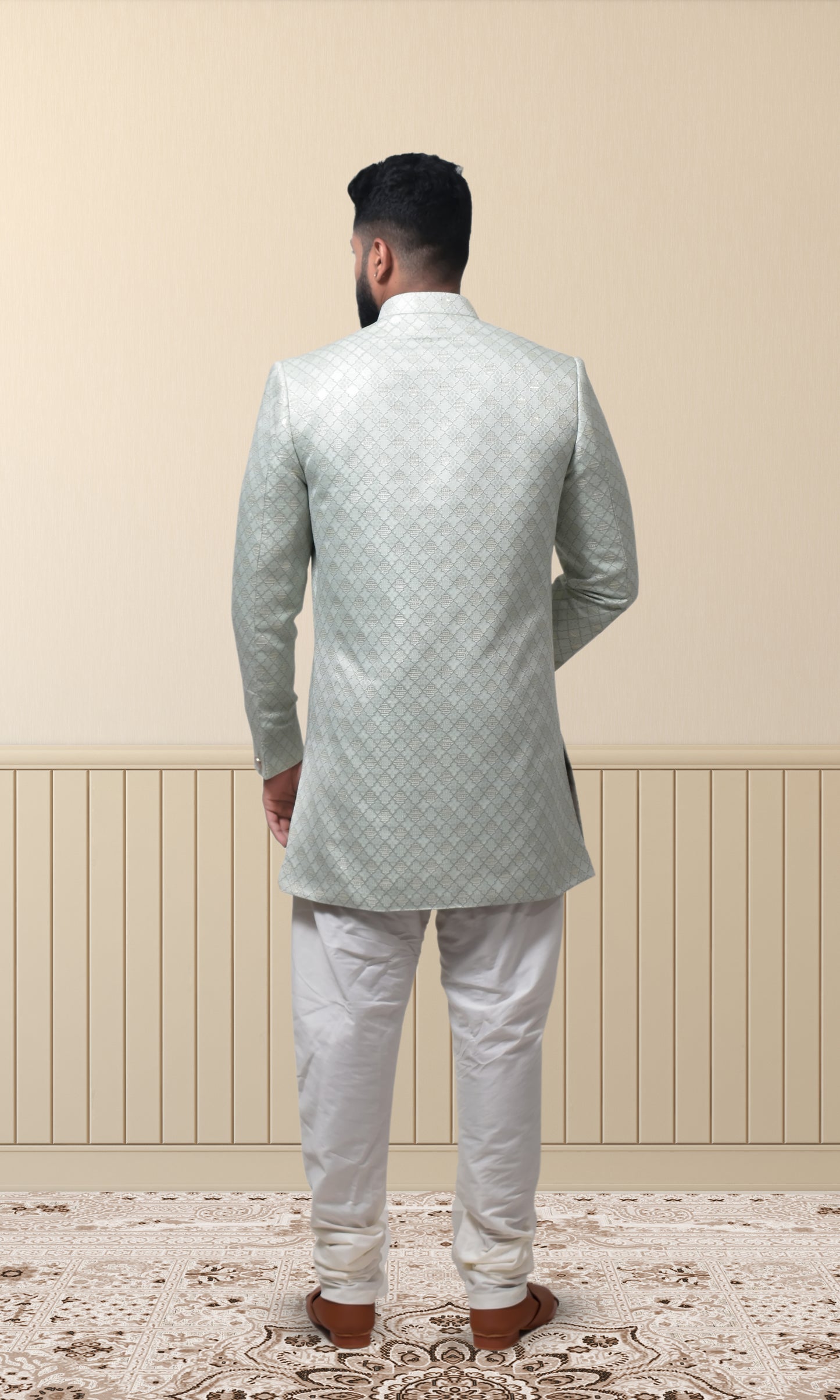 Pista & Minty Green Indo-Western with Ornate Jaal Embroidery