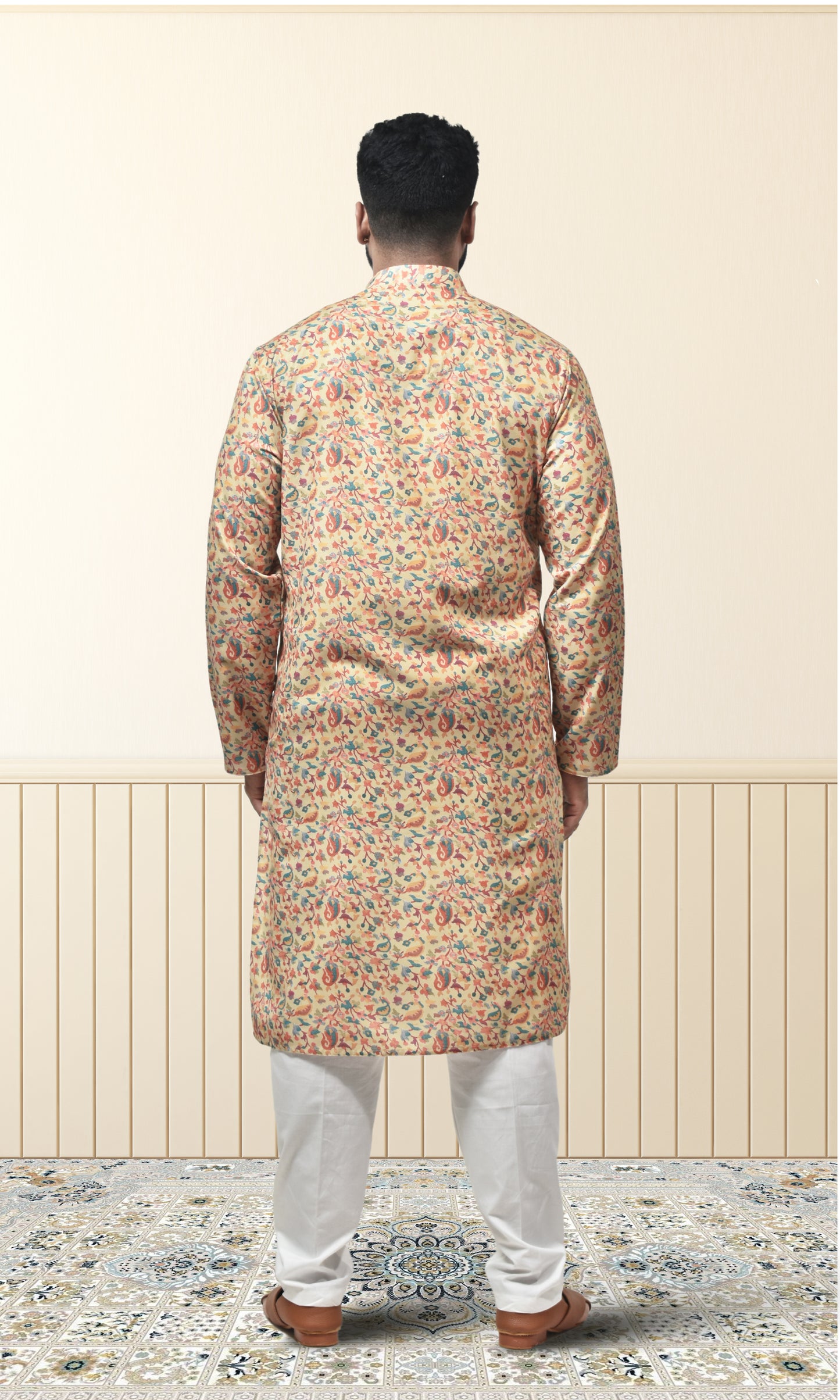 Haldi Yellow Pashmina Inspired Yellow with Botanical Flourishes