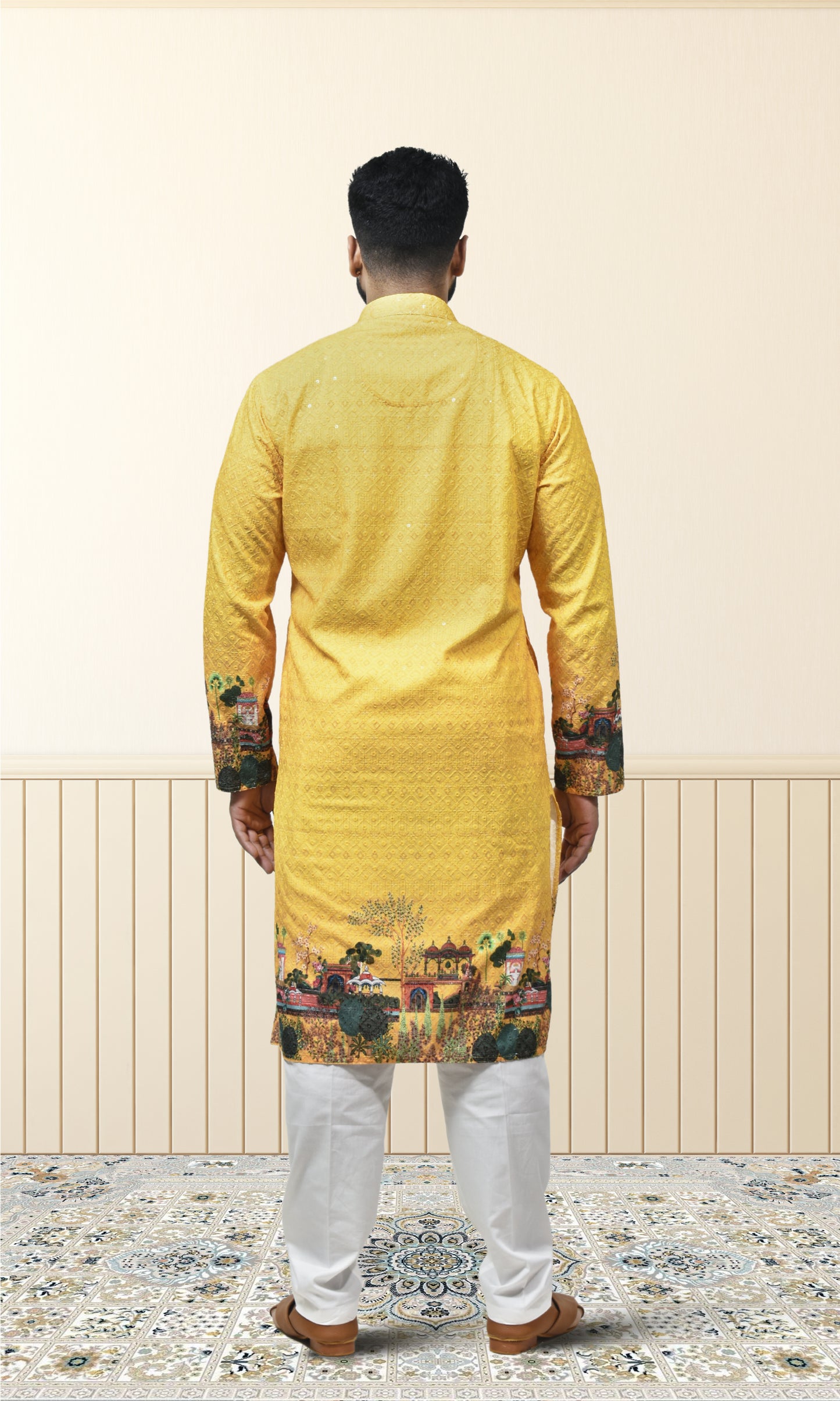 Sunlit Horizon Kurta with Exquisite Royal Garden Embellishments