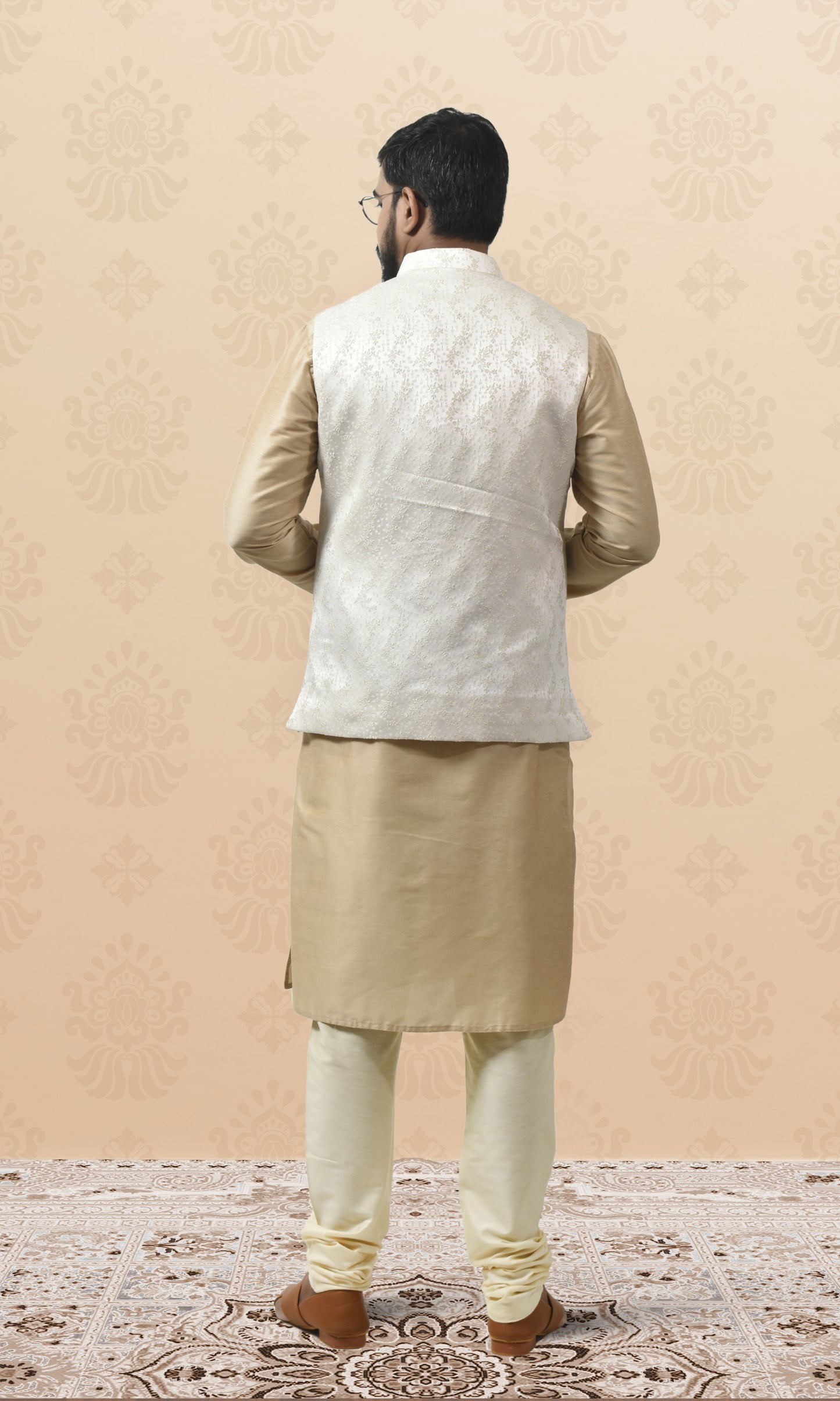 Ivory Moonbeam Jacket with Golden Vine Weave