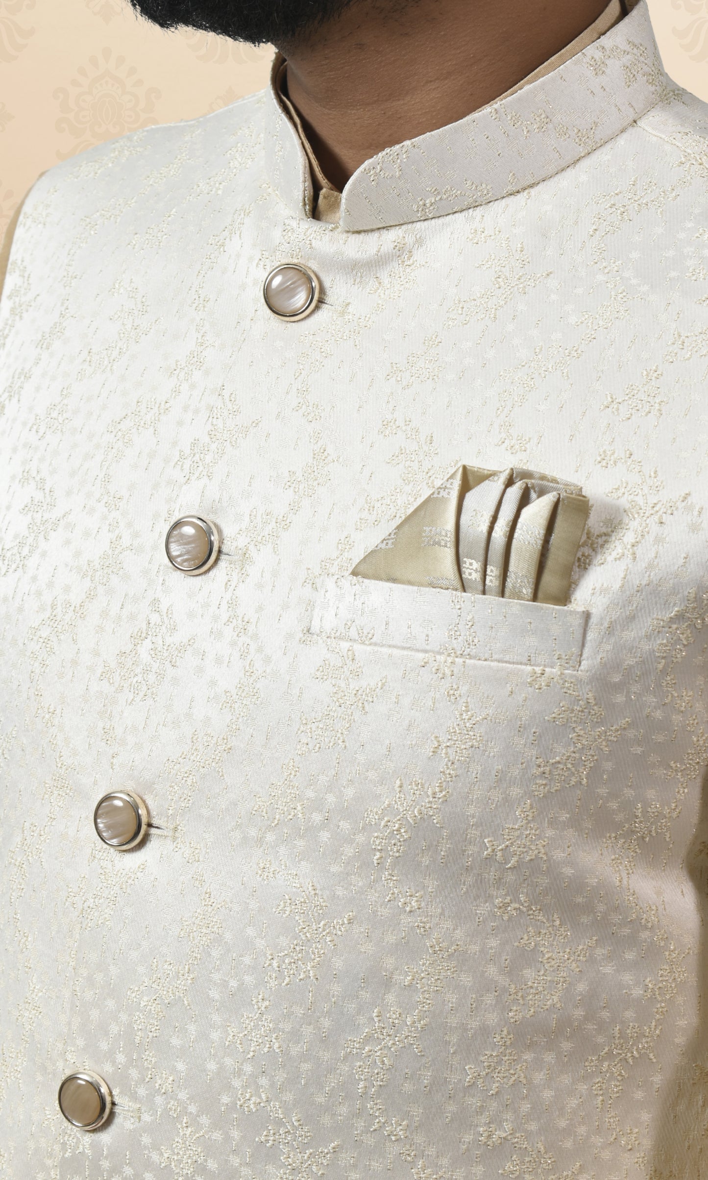 Ivory Moonbeam Jacket with Golden Vine Weave