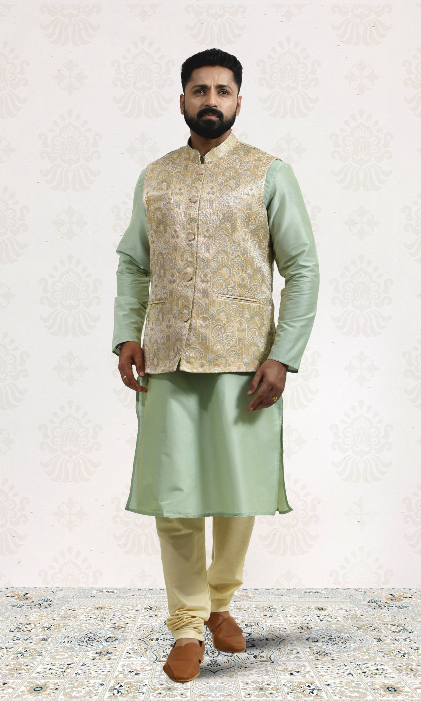 Mint Royale Ivory Jacket with Paisley Sequin Embroidery and Delicate Pastel Accents