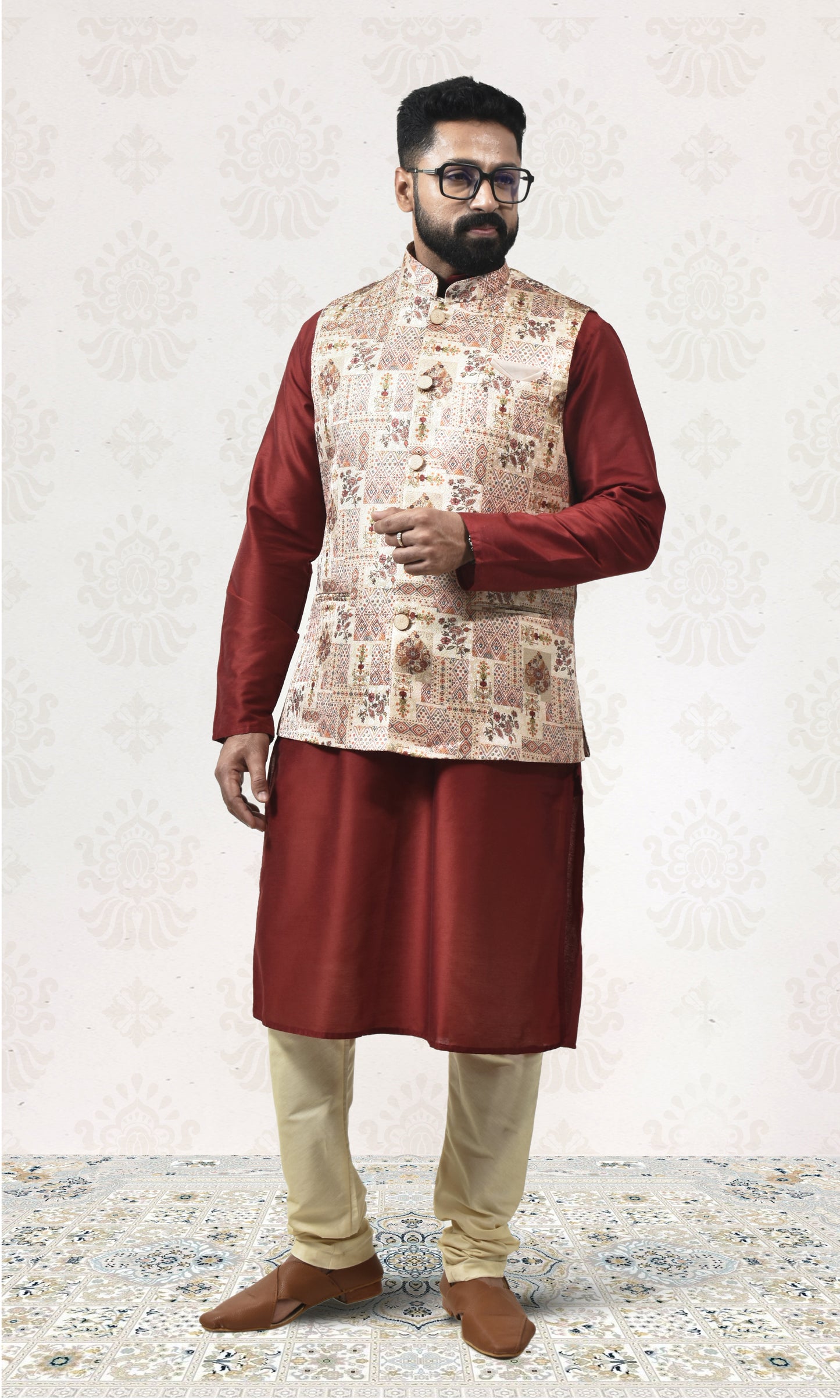 Saffron Royalty Jacket with Heritage Blockwork