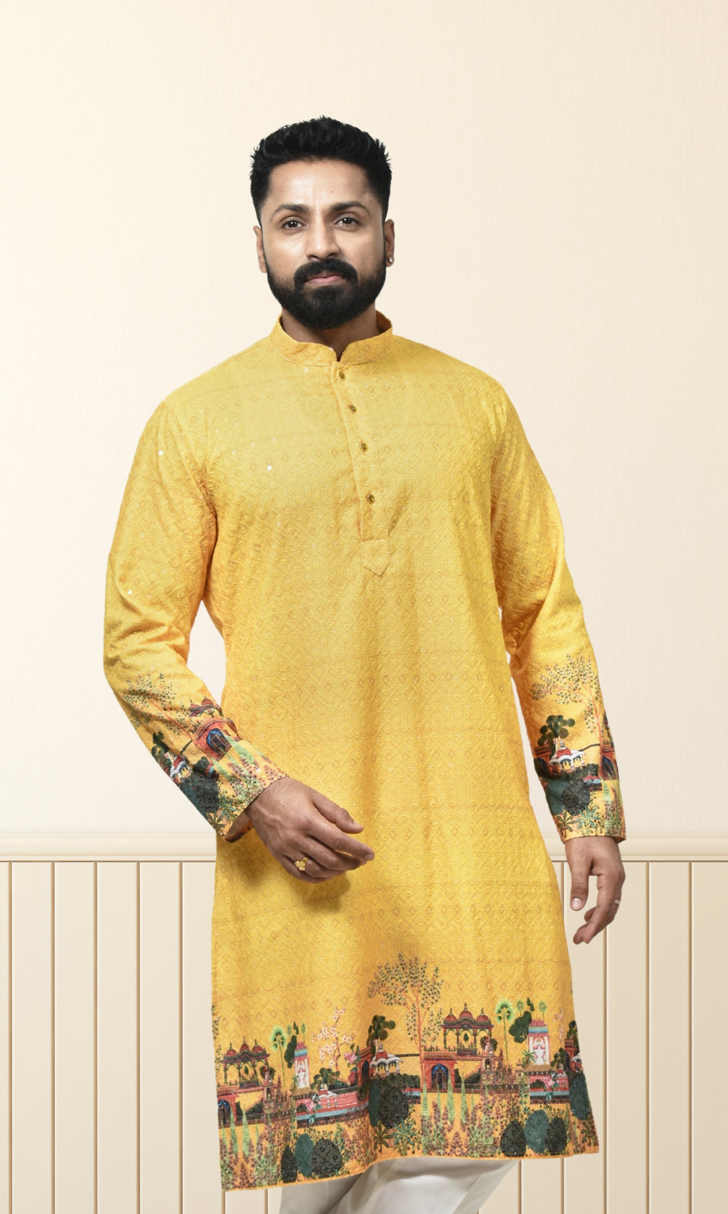 Sunlit Horizon Kurta with Exquisite Royal Garden Embellishments