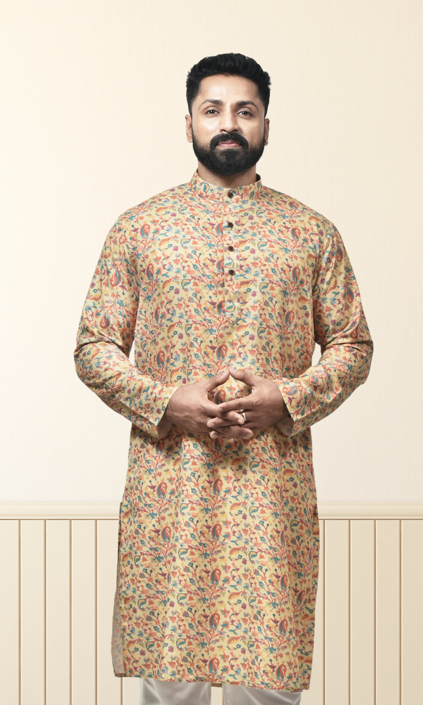 Haldi Yellow Pashmina Inspired Yellow with Botanical Flourishes