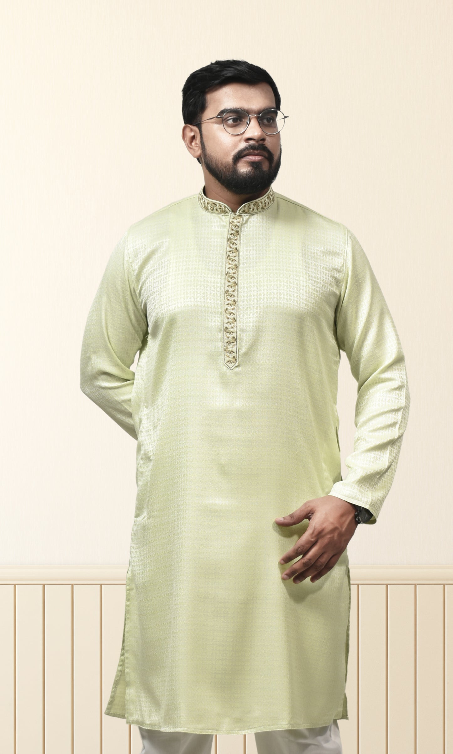 Pastle Pista Green Radiance Kurta with Floral Embroidery