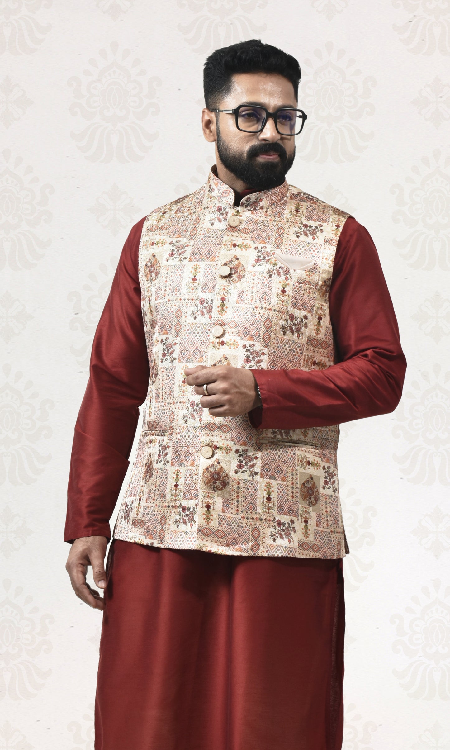 Saffron Royalty Jacket with Heritage Blockwork