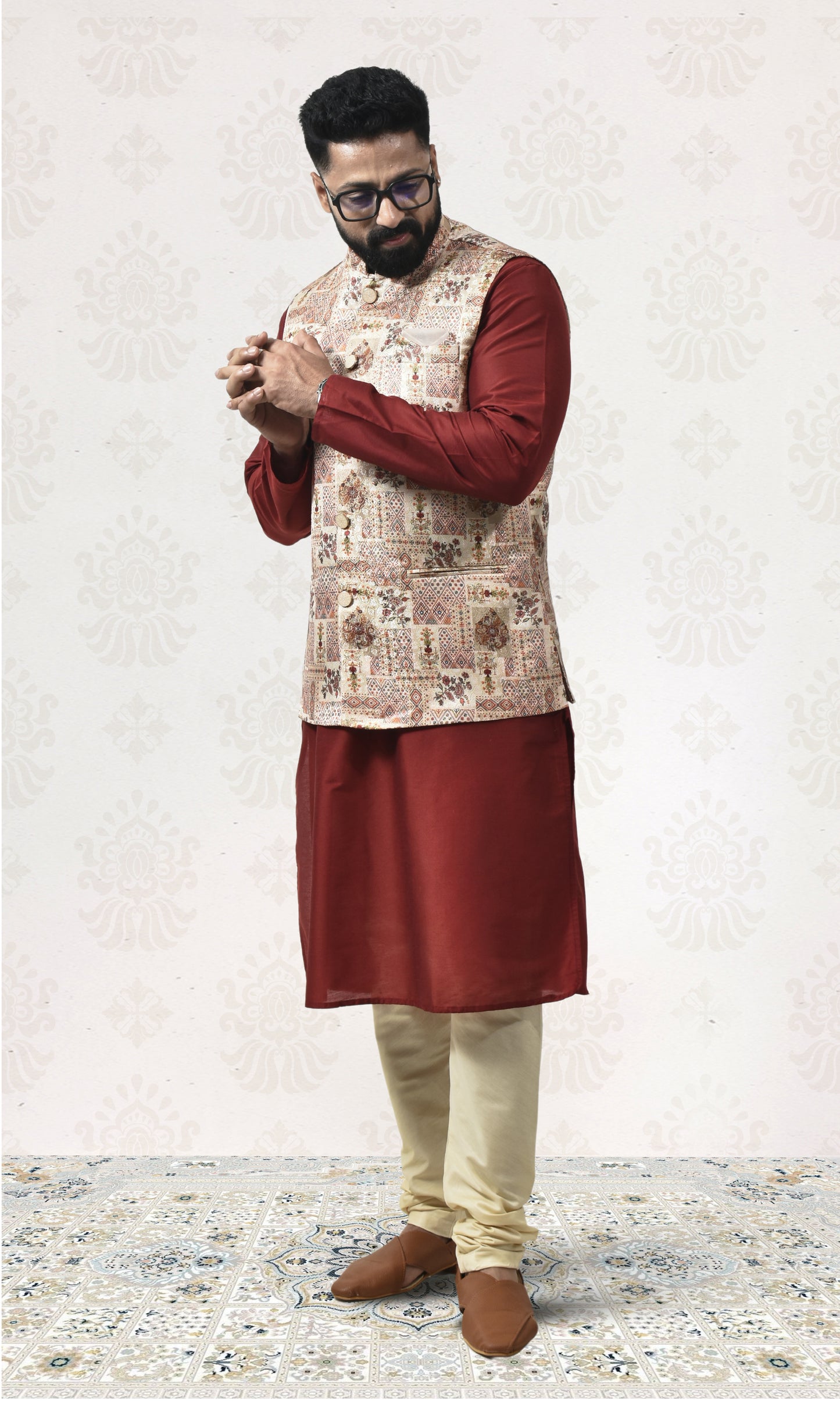 Saffron Royalty Jacket with Heritage Blockwork