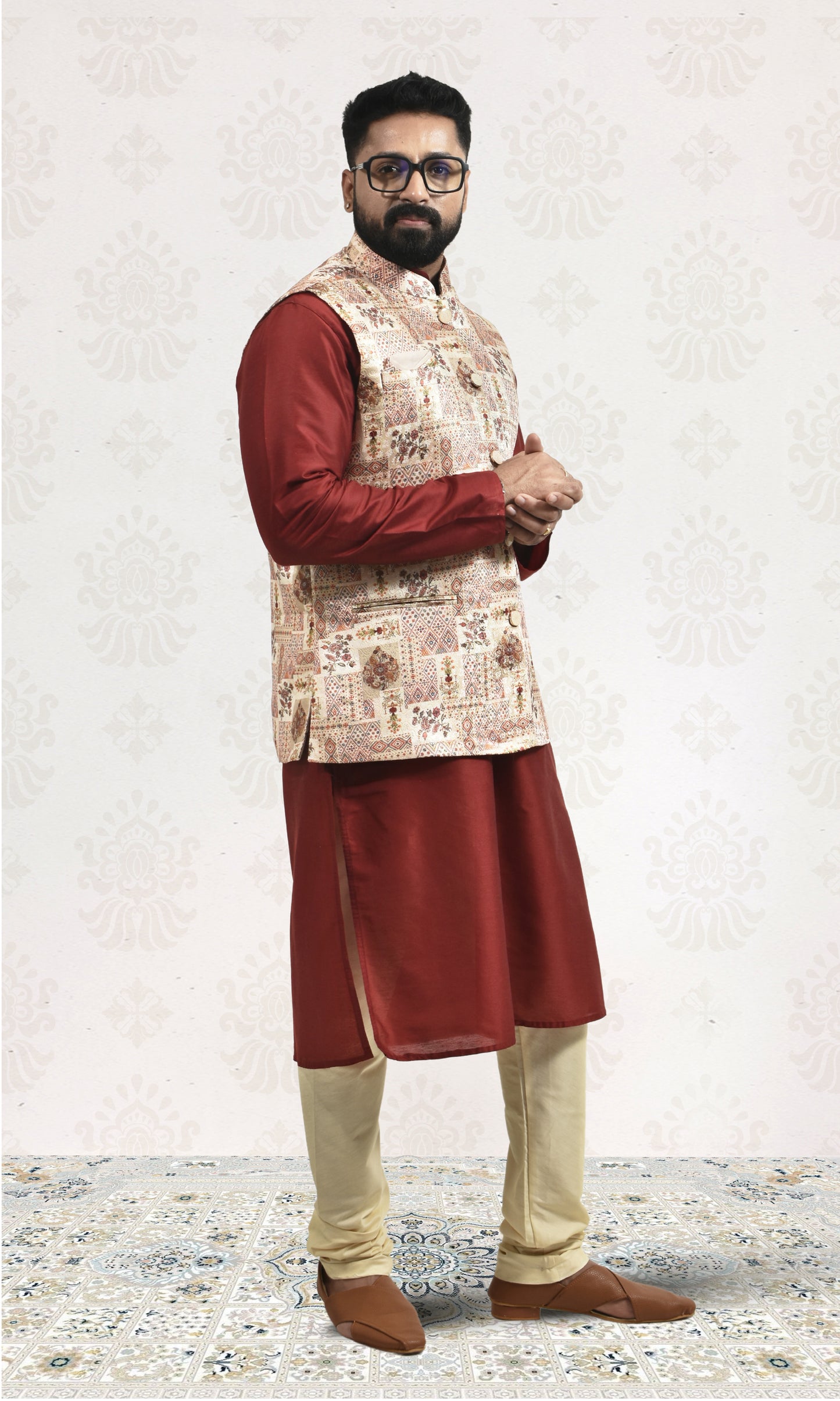 Saffron Royalty Jacket with Heritage Blockwork