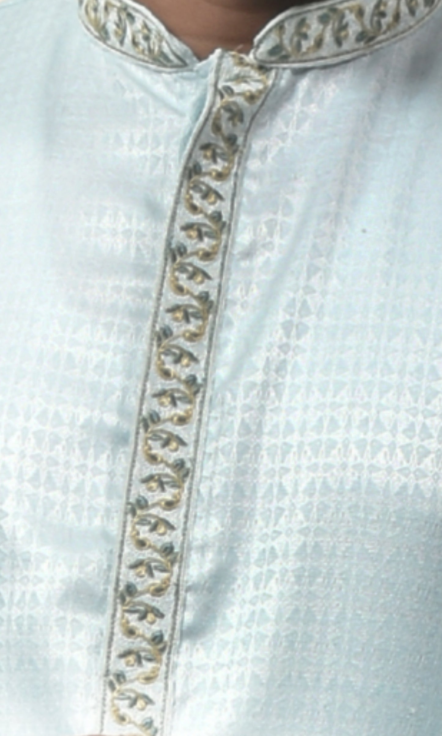 Glacial Blue Radiance Kurta with Floral Embroidery