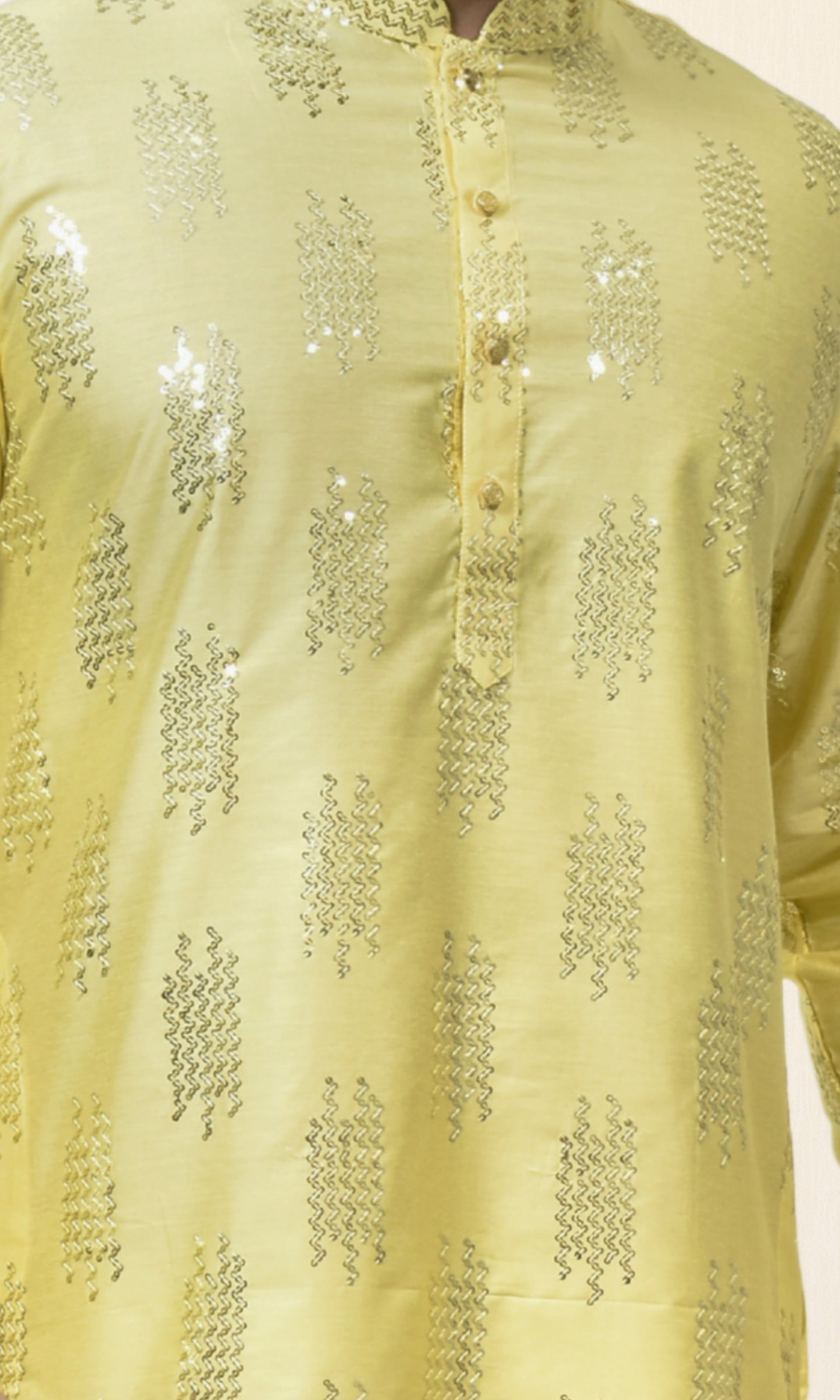 Marigold Yellow Majesty Kurta with Shimmering Sequin Embellishments