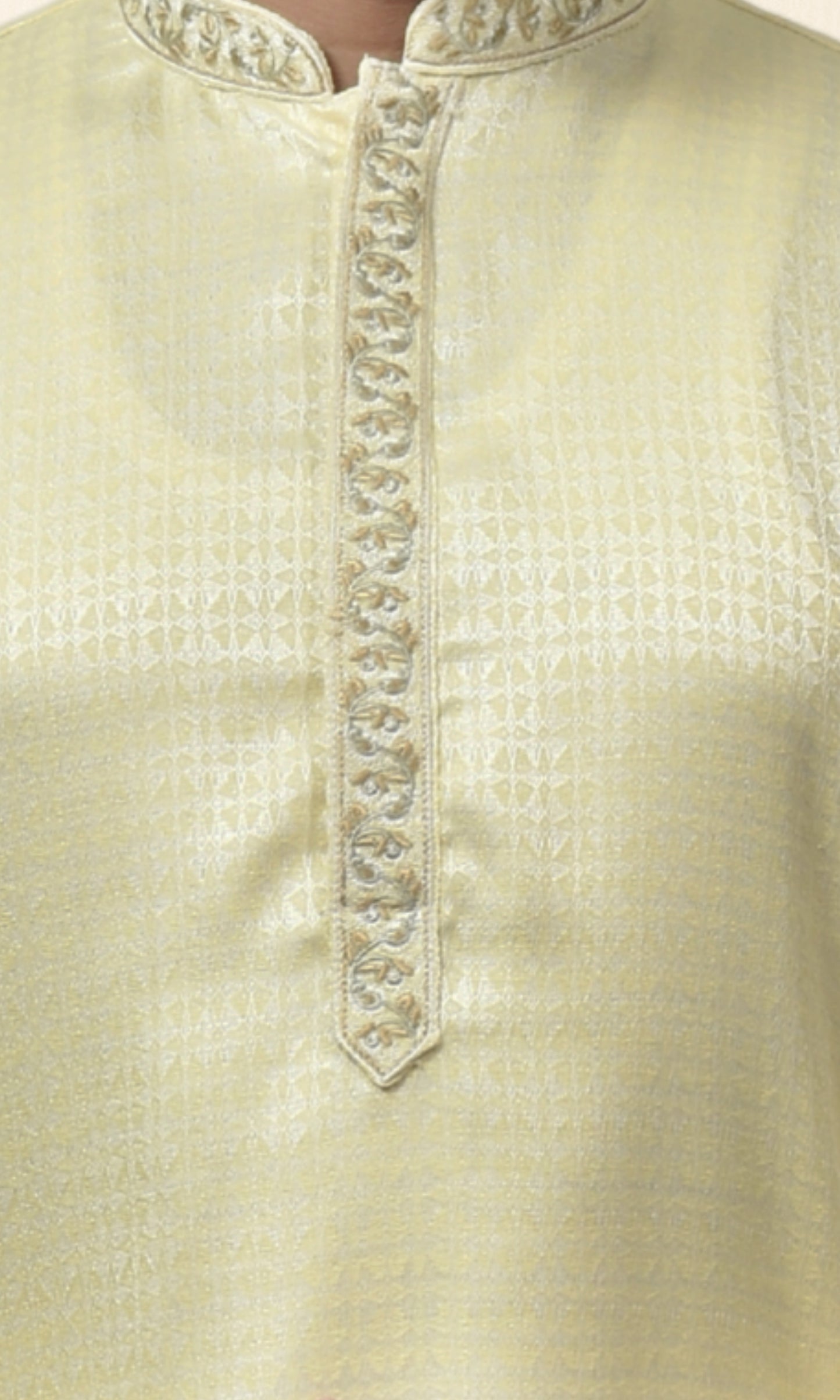 Golden Glow Lemon Radiance Kurta with Floral Embroidery