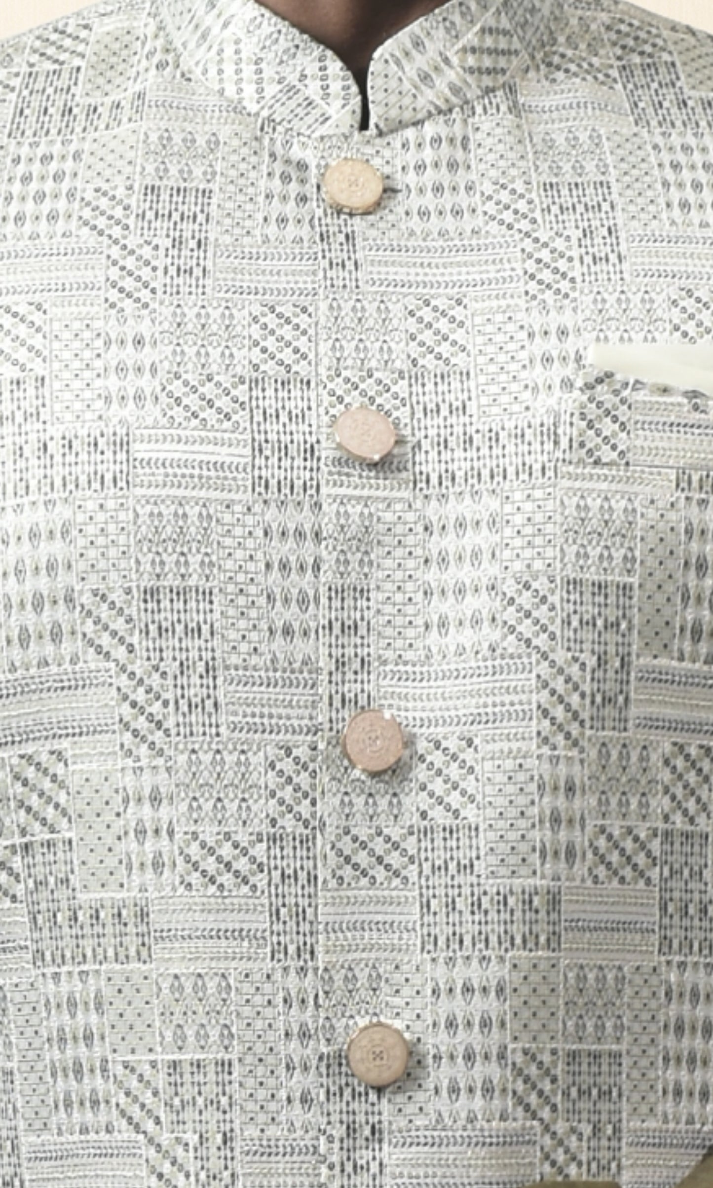 Ivory With Mehendi Green Prism Jacket with Enchanted Sequin Weave