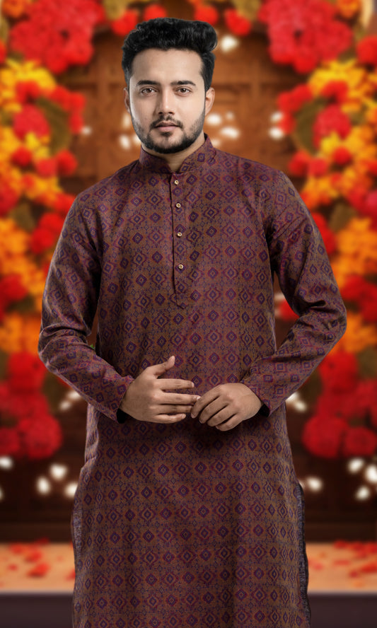 MULBERRY PURPLE MADALLION WEAVED KURTA