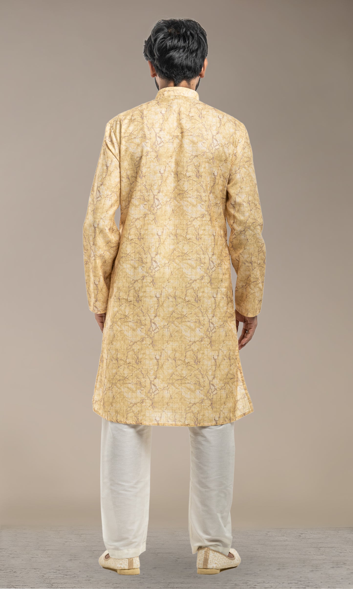 YELLOW JAAL TEXTURED KURTA