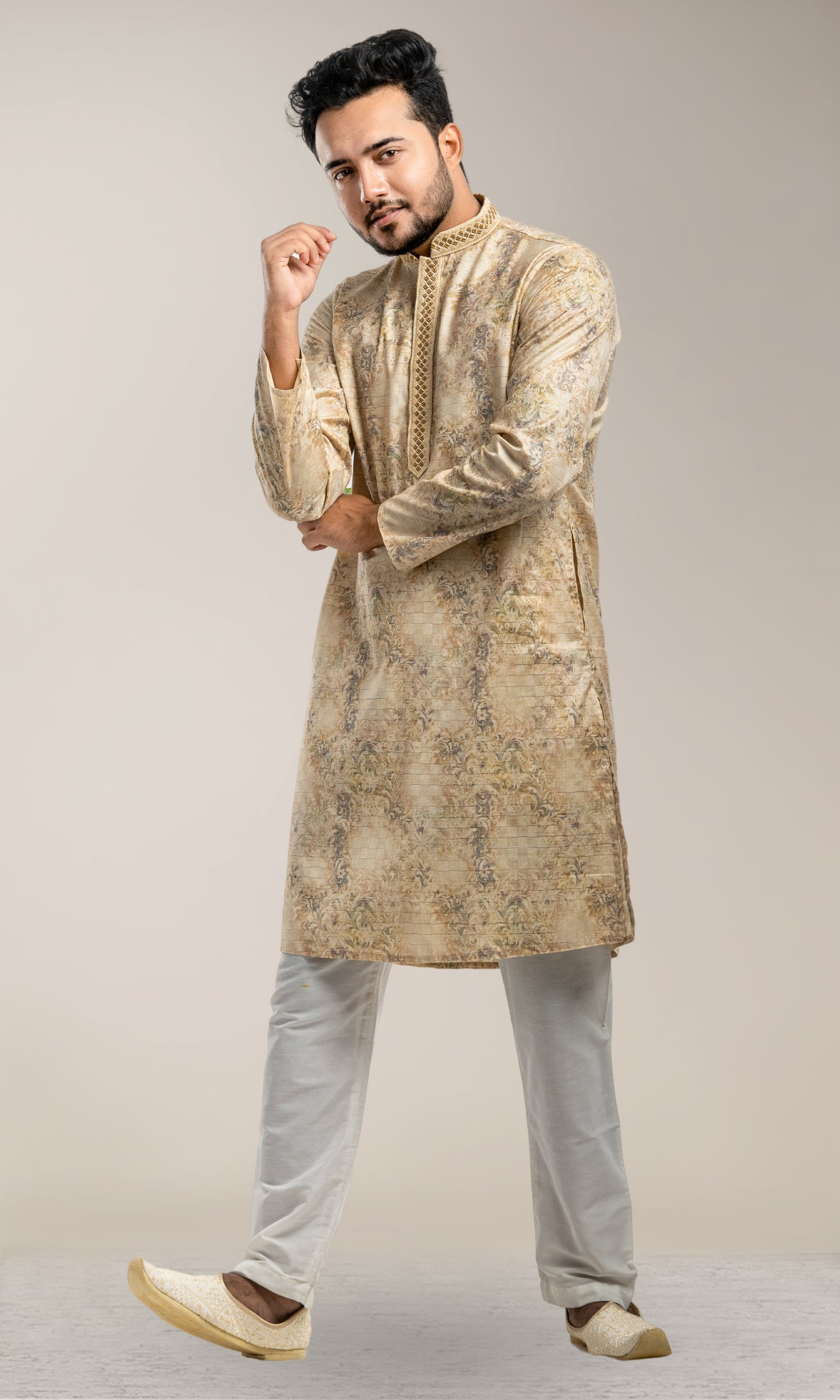 FAWN PAISLEY PRINTED KURTA