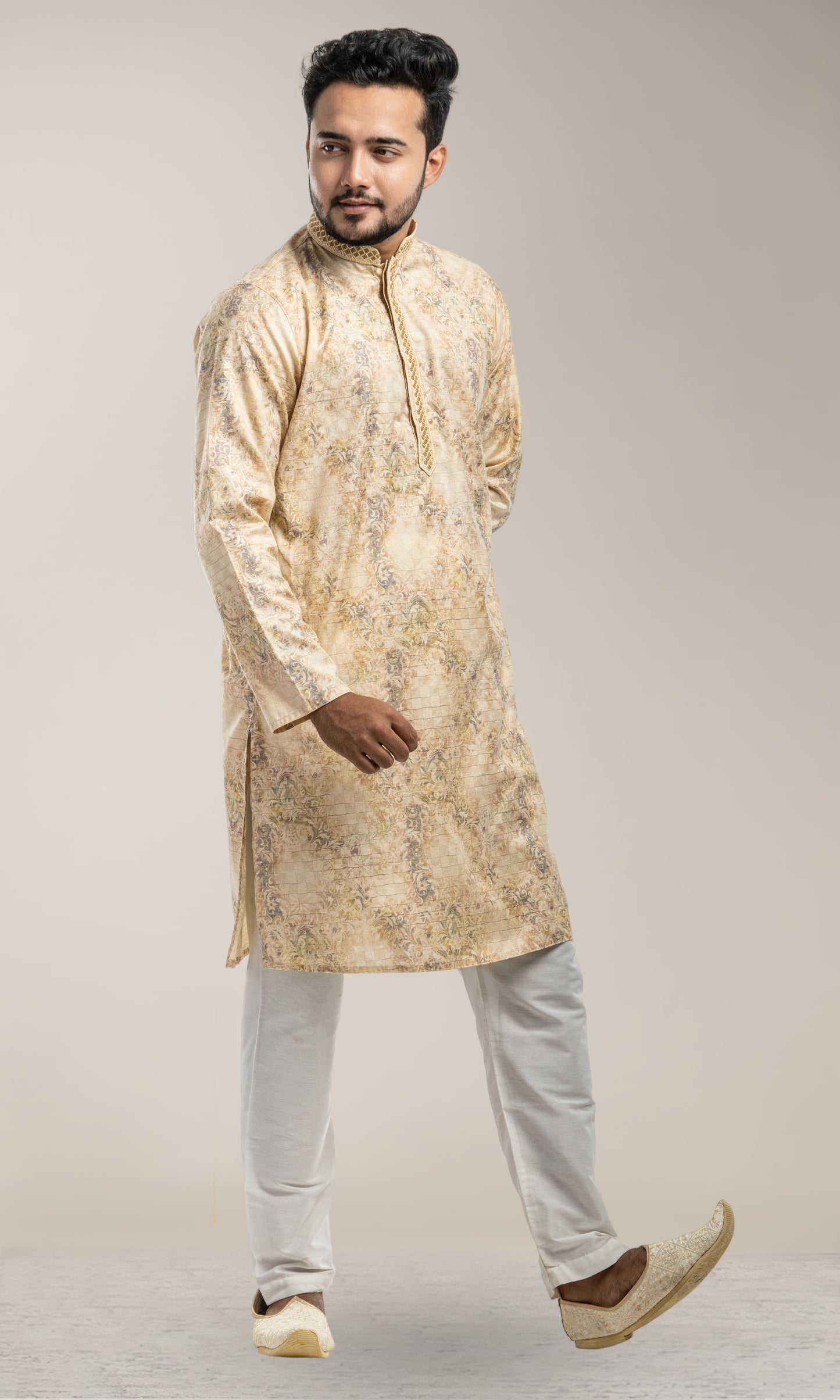 FAWN PAISLEY PRINTED KURTA