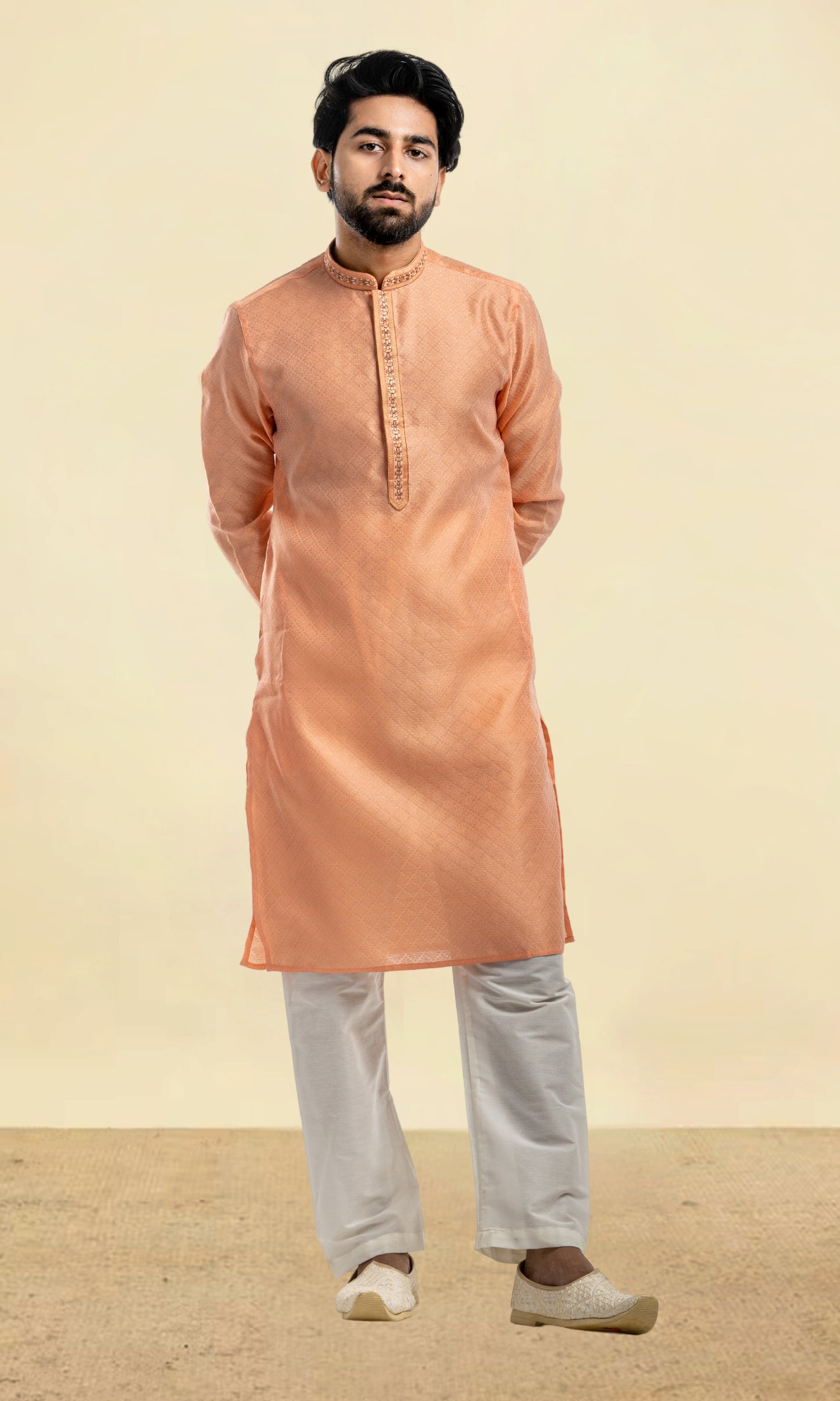 PUMPKIN MEDALLION WEAVED KURTA