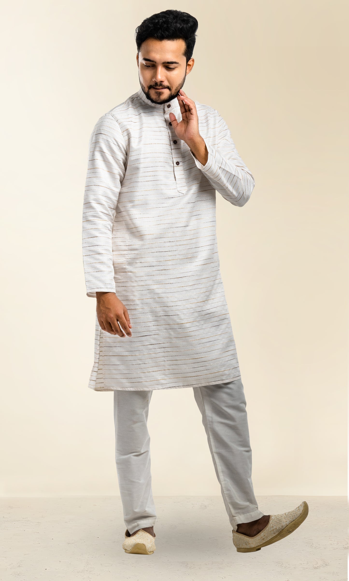 OFF WHITE SHADE NETA JI STYLE KHADI INSPIRED KURTA