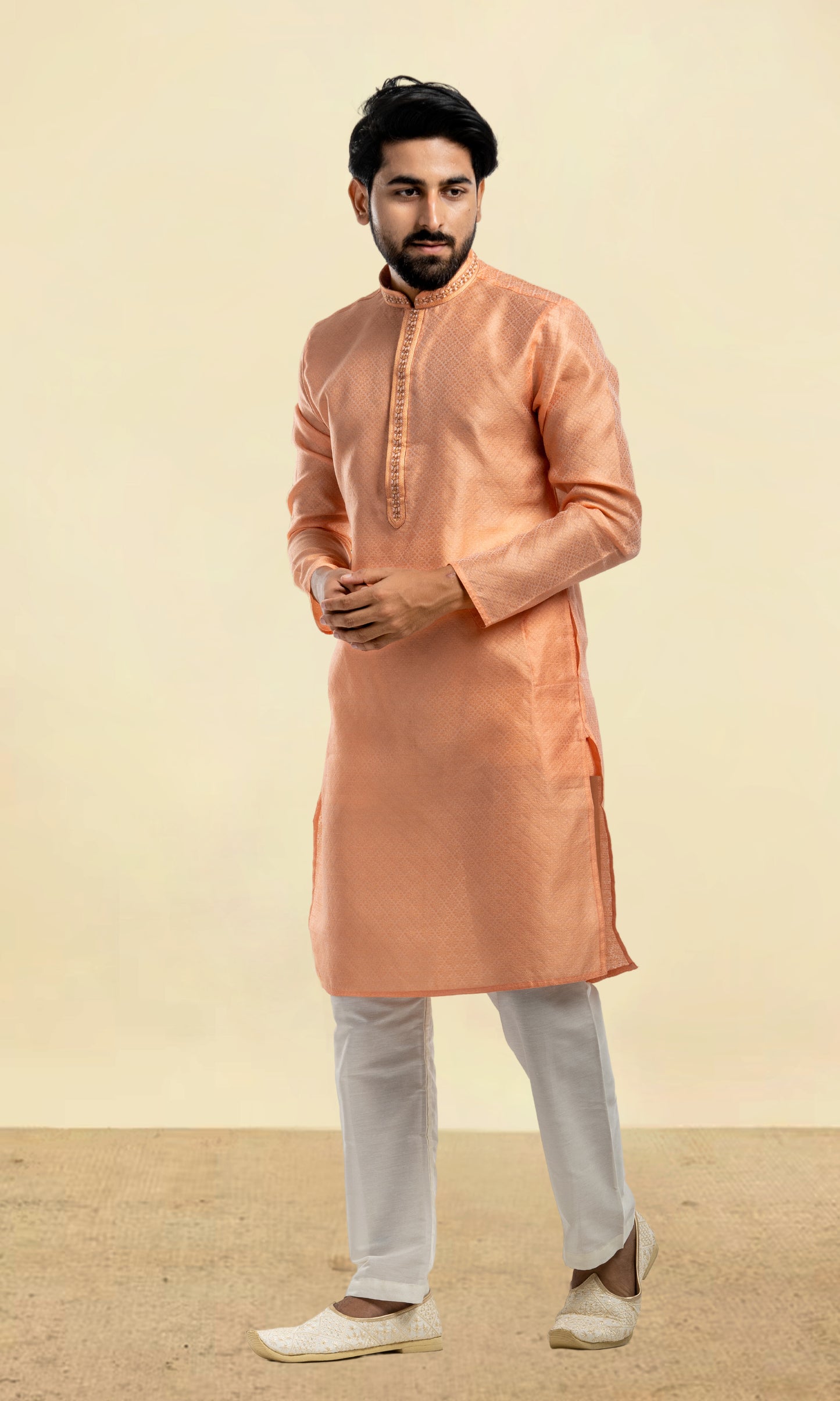 PUMPKIN MEDALLION WEAVED KURTA