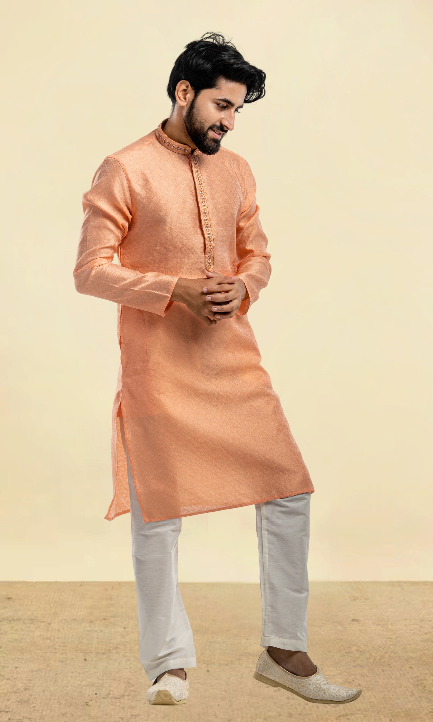 PUMPKIN MEDALLION WEAVED KURTA