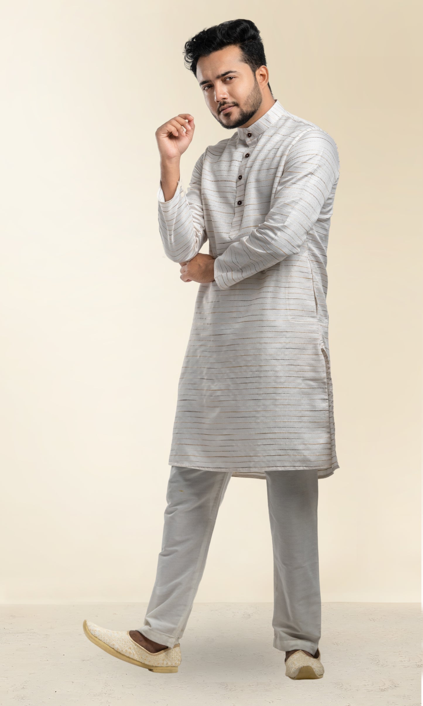 OFF WHITE SHADE NETA JI STYLE KHADI INSPIRED KURTA