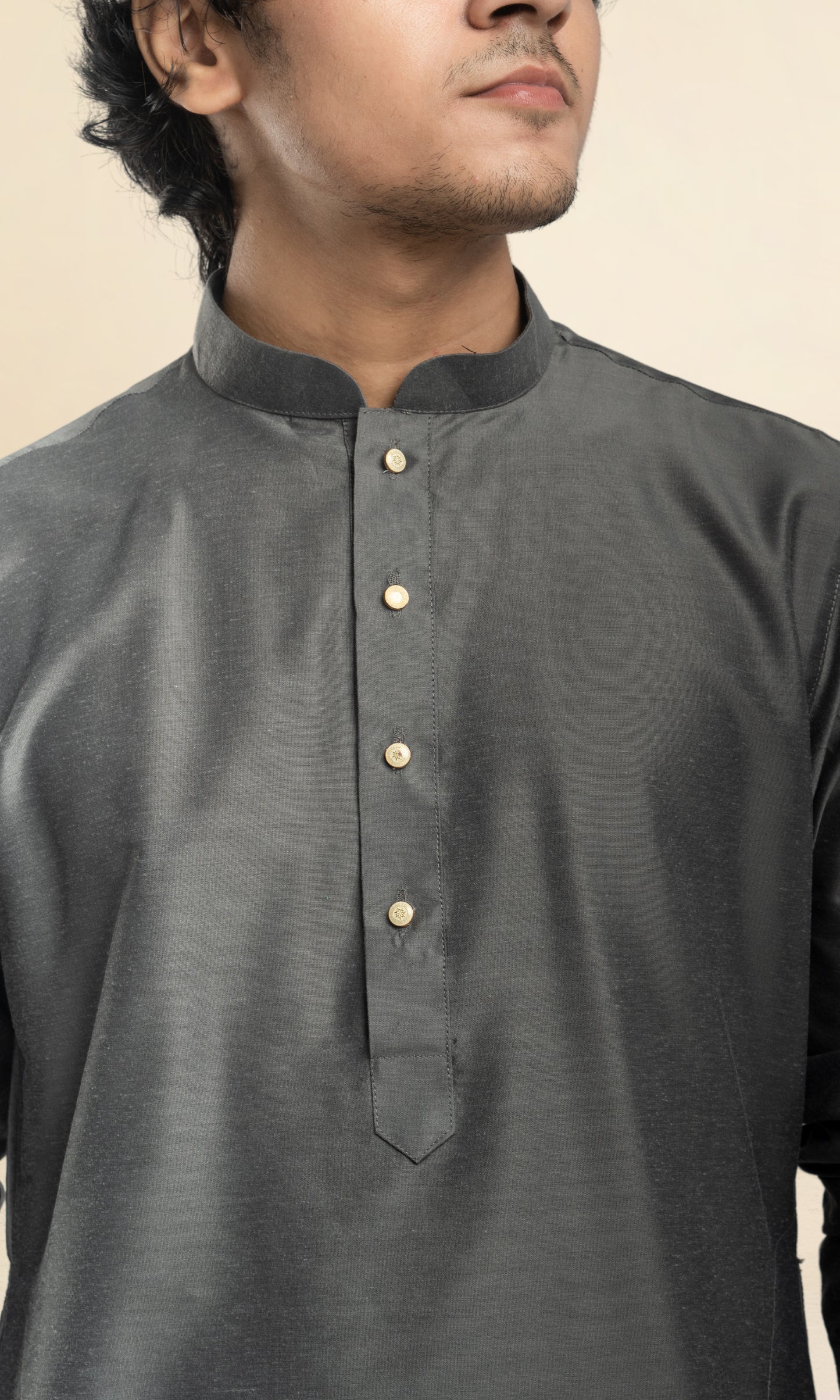 CHARCOAL GREY SOLID KURTA