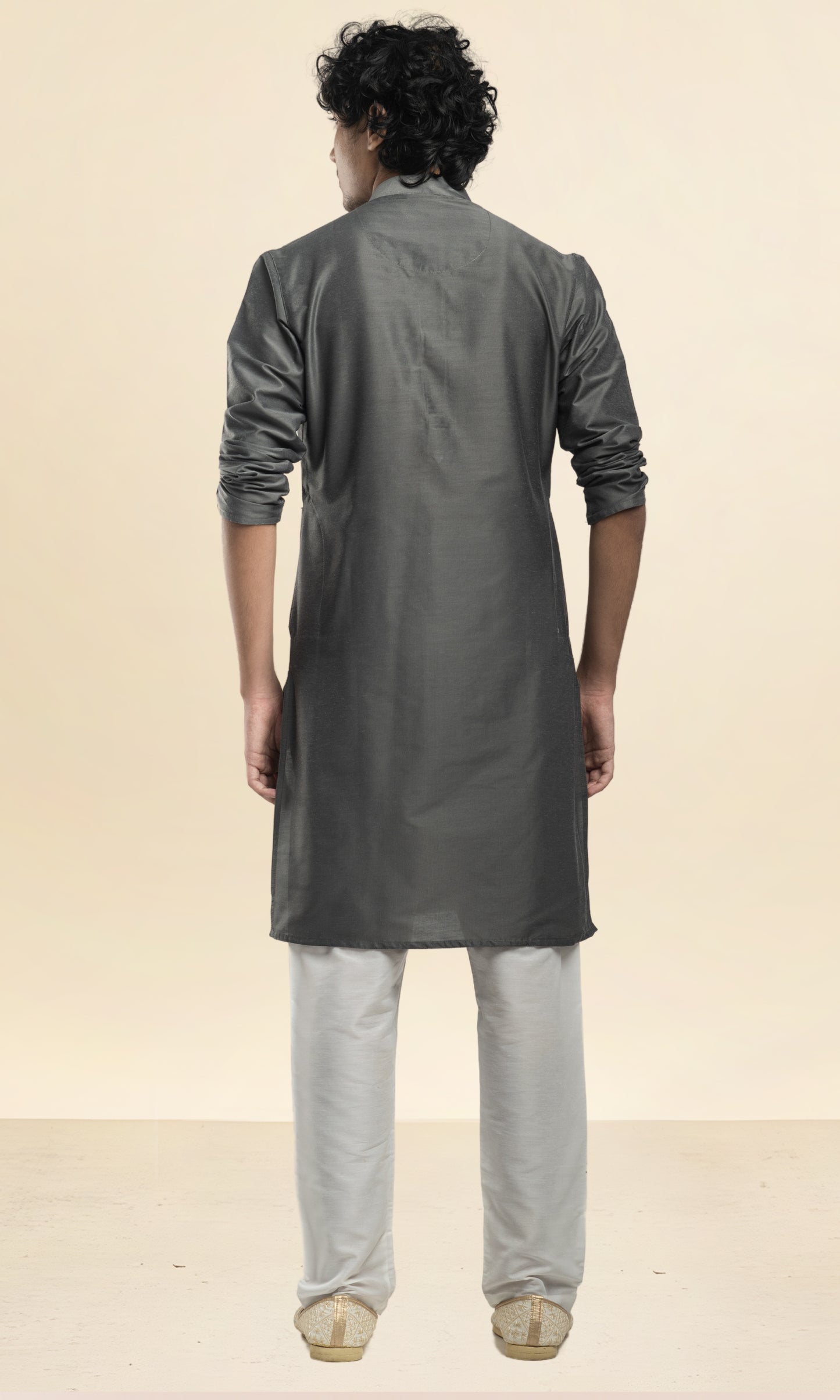 CHARCOAL GREY SOLID KURTA