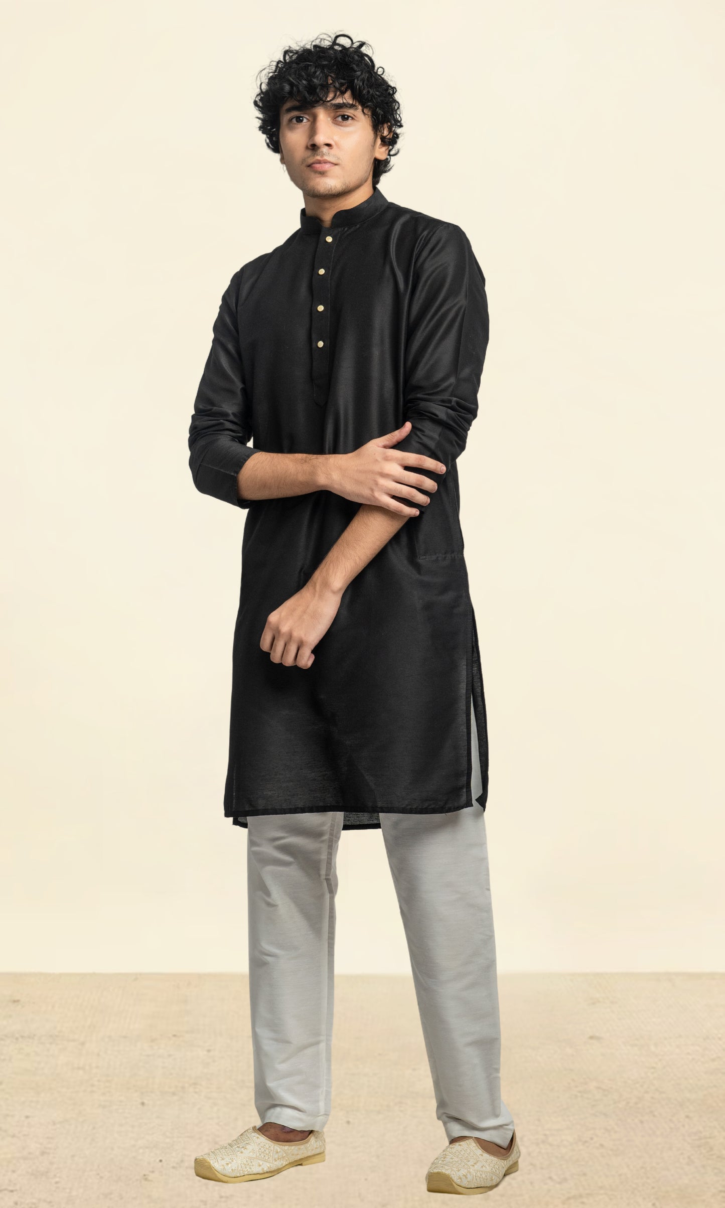 EBONY BLACK SOLID KURTA