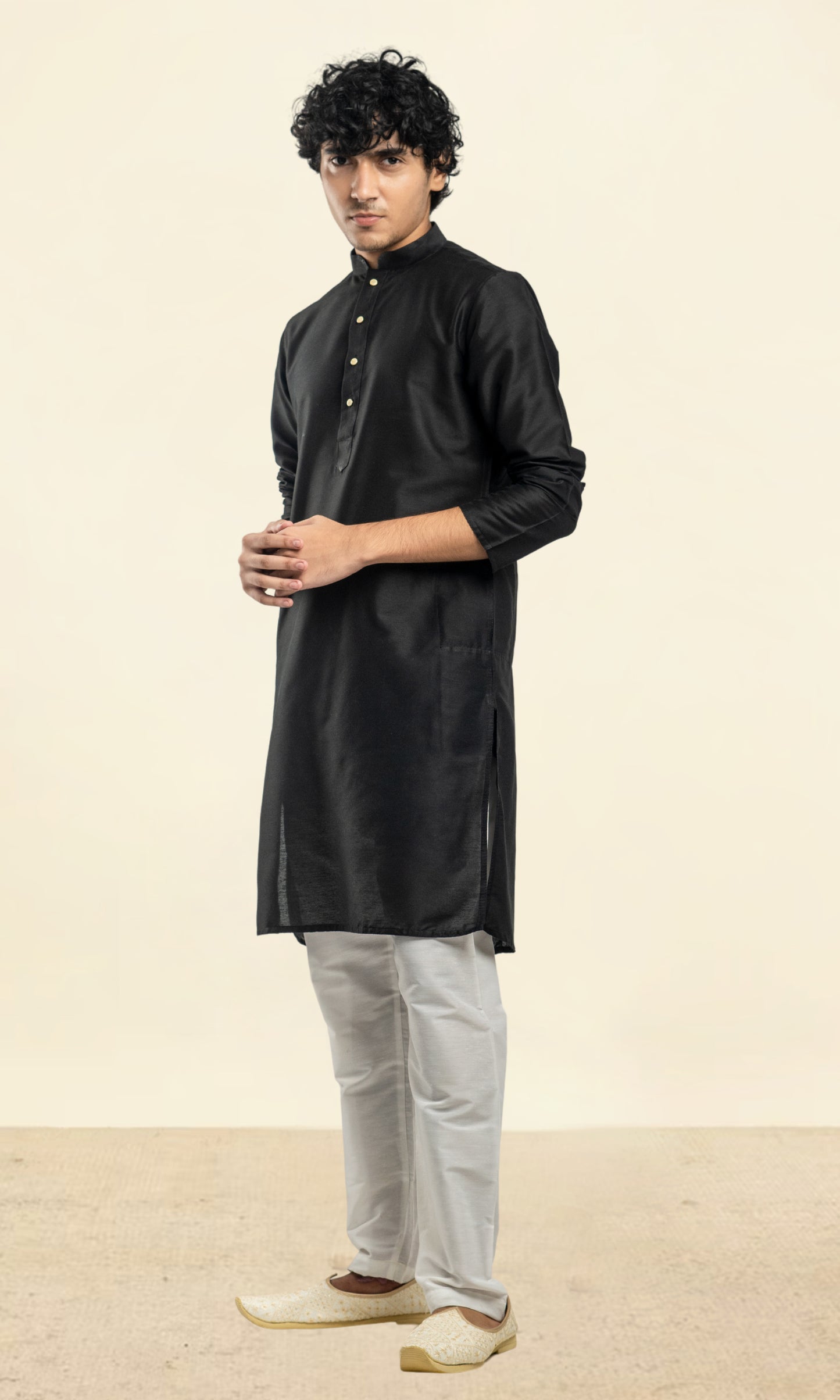 EBONY BLACK SOLID KURTA