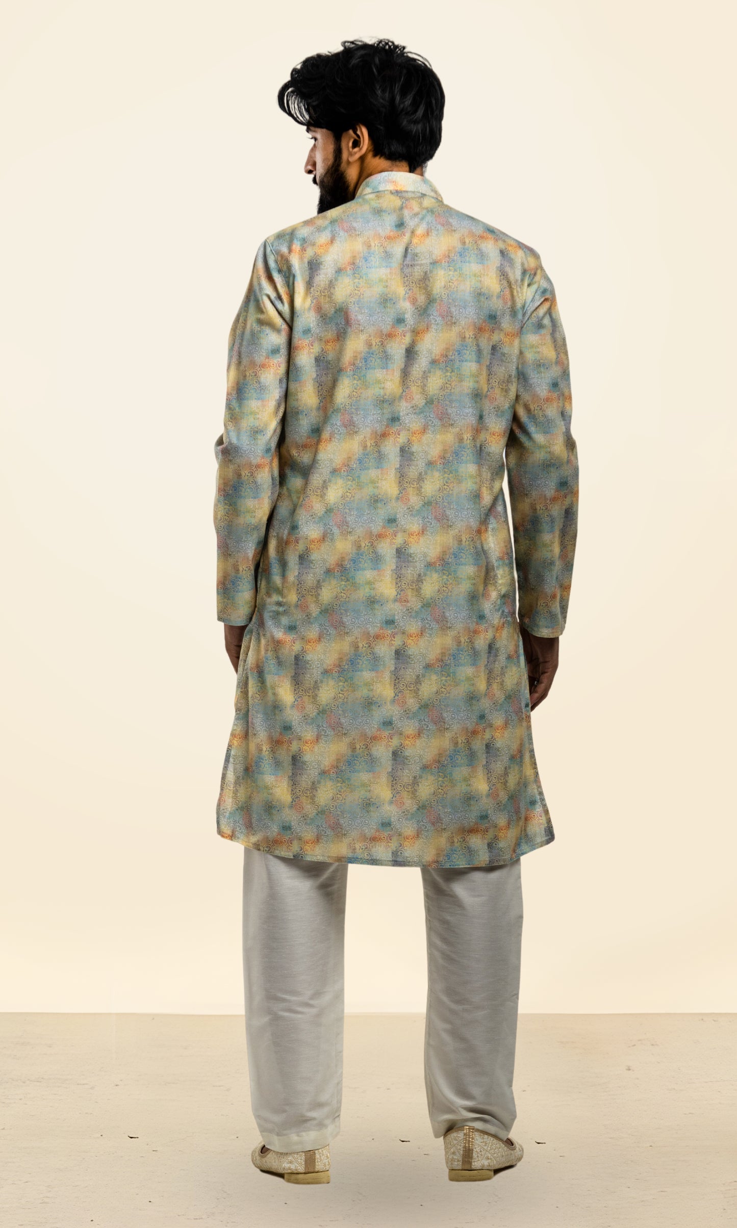 LEMON YELLOW KURTA WITH PRINTED ETHNIC MOTIFS