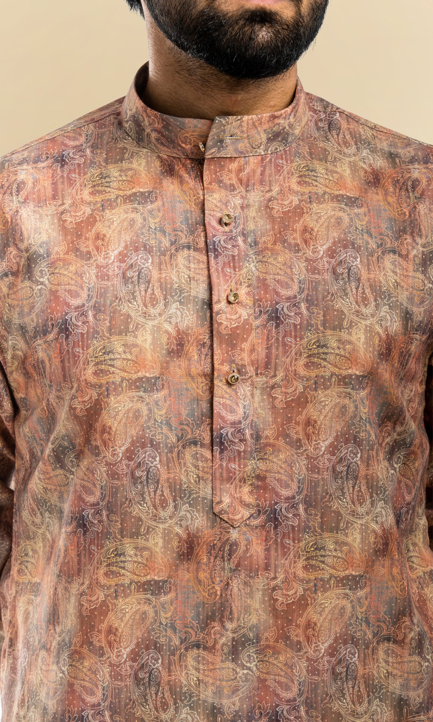 RUST MULTI SHADED KAIRI PRINT KURTA