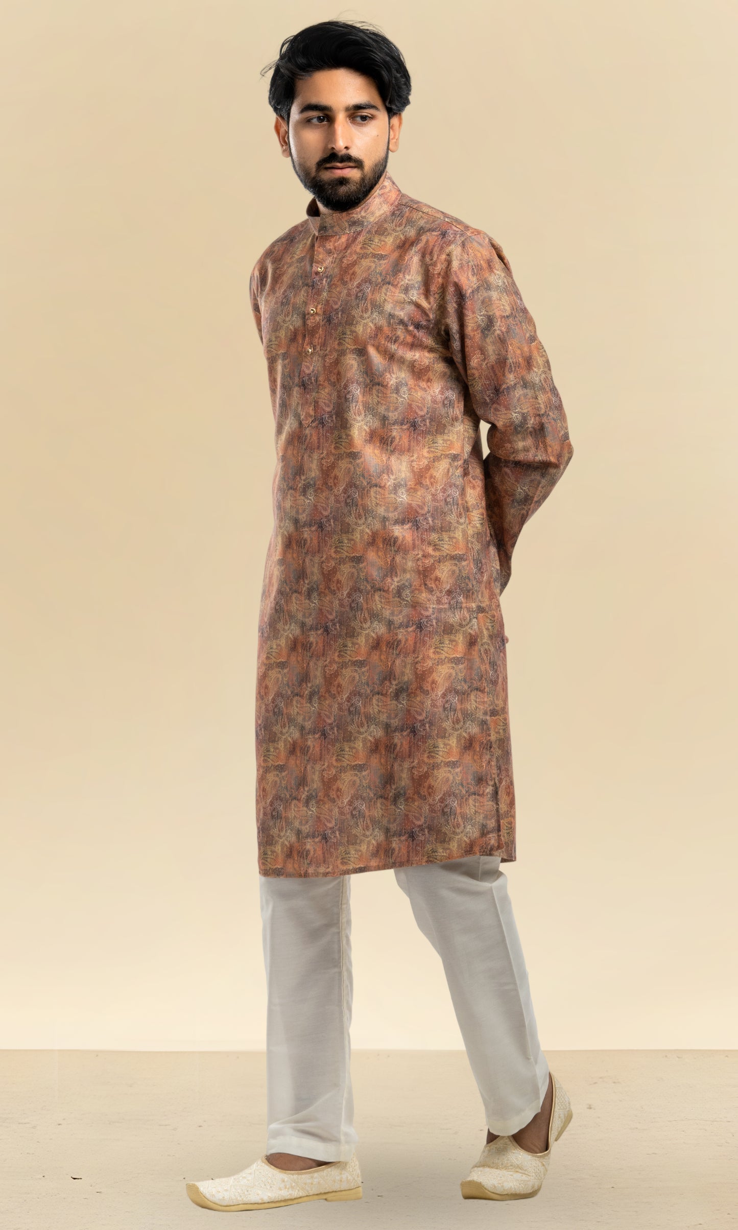 RUST MULTI SHADED KAIRI PRINT KURTA