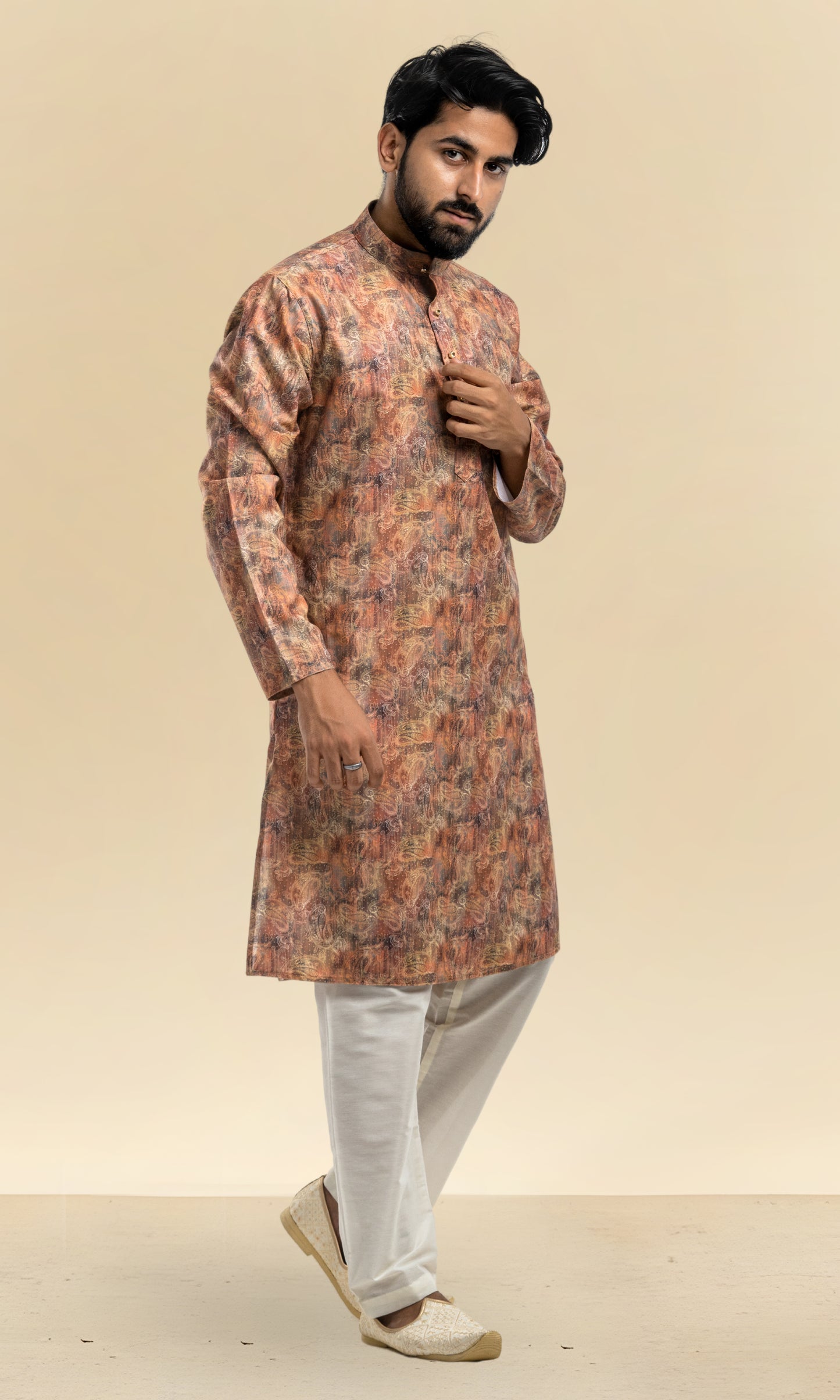 RUST MULTI SHADED KAIRI PRINT KURTA