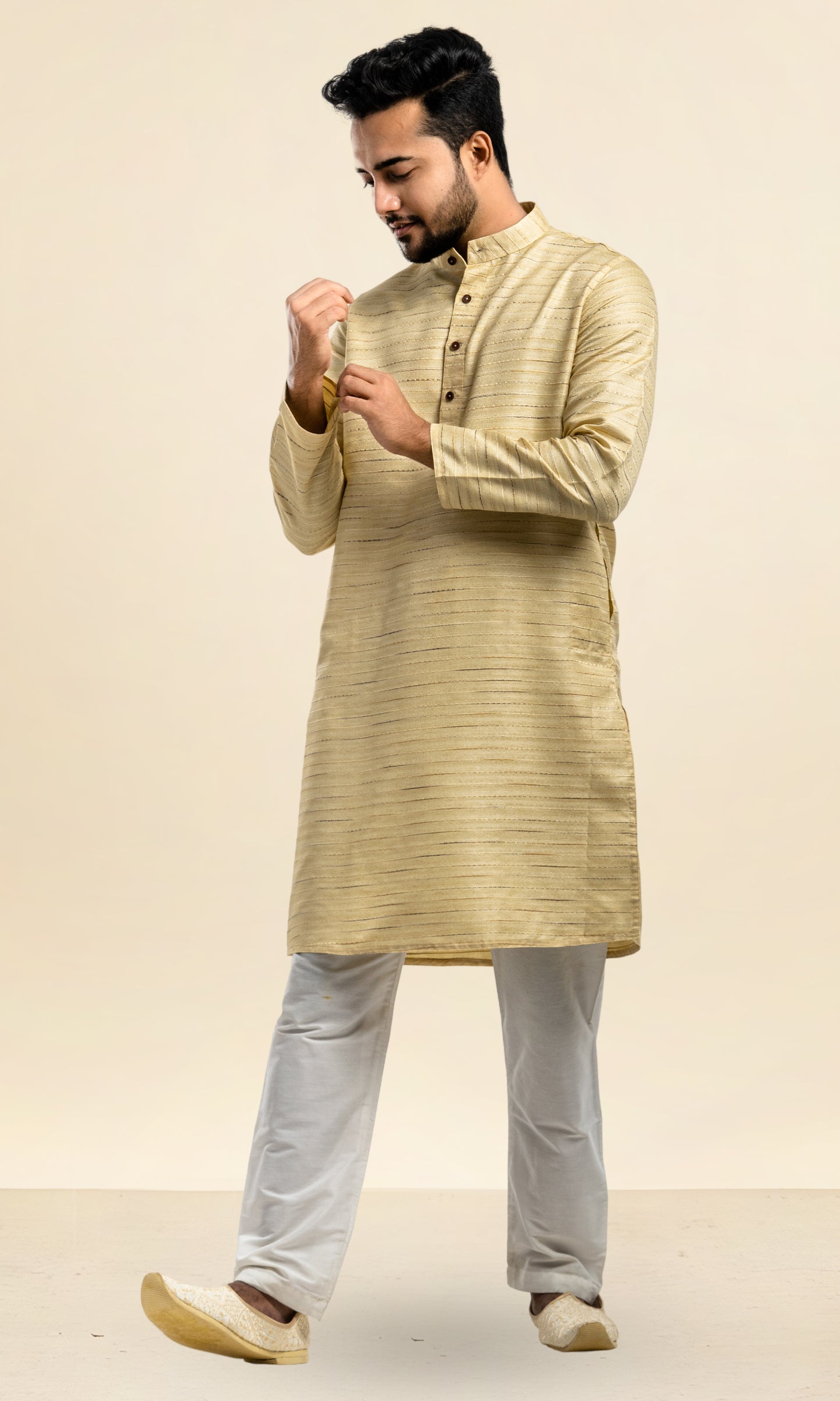 FAWN SHADE NETA JI STYLE KHADI INSPIRED KURTA