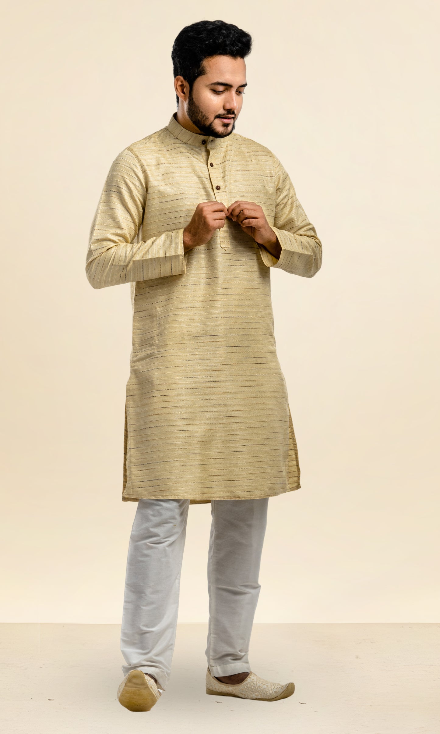 FAWN SHADE NETA JI STYLE KHADI INSPIRED KURTA