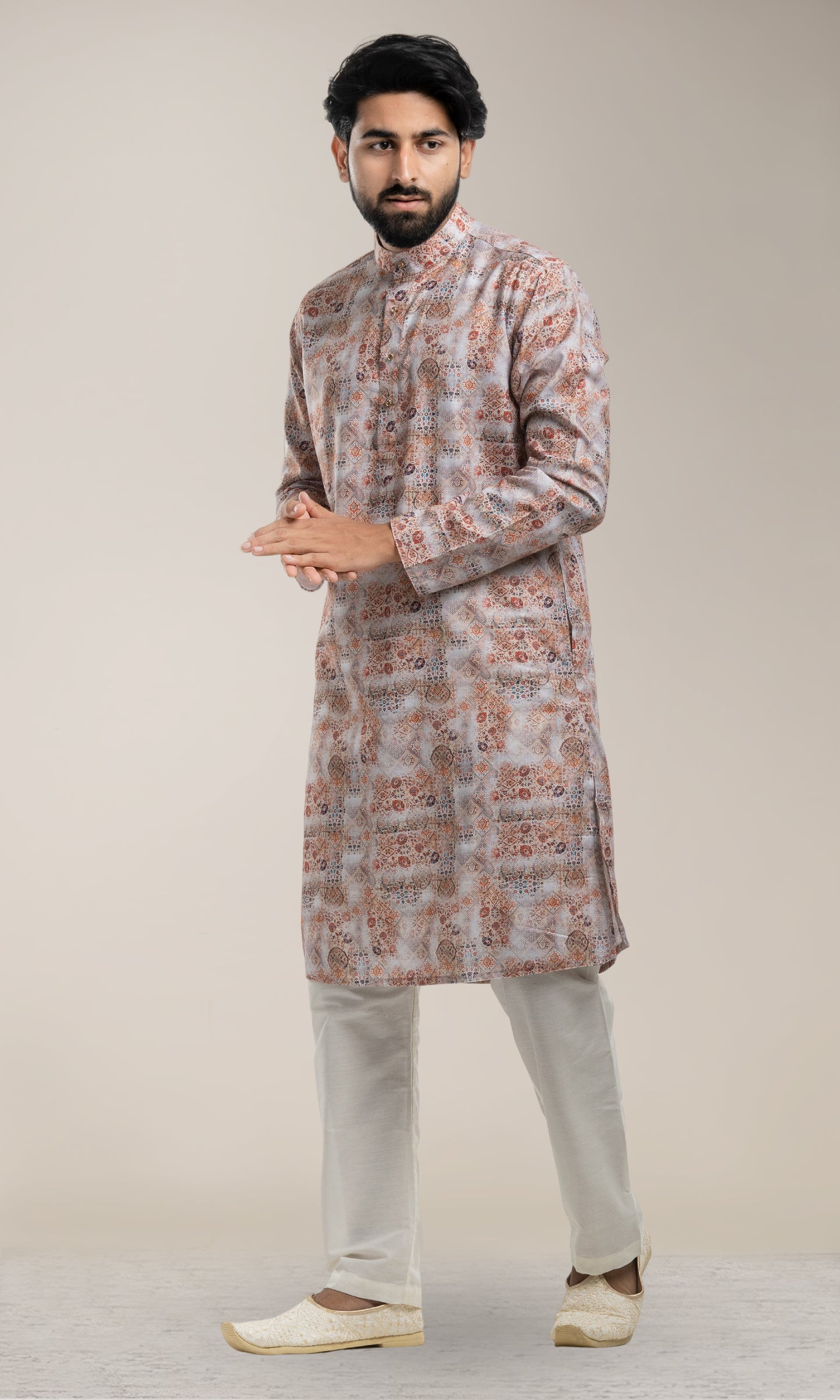 RED SHADED KURTA WITH PRINTED FLORAL MOTIFS