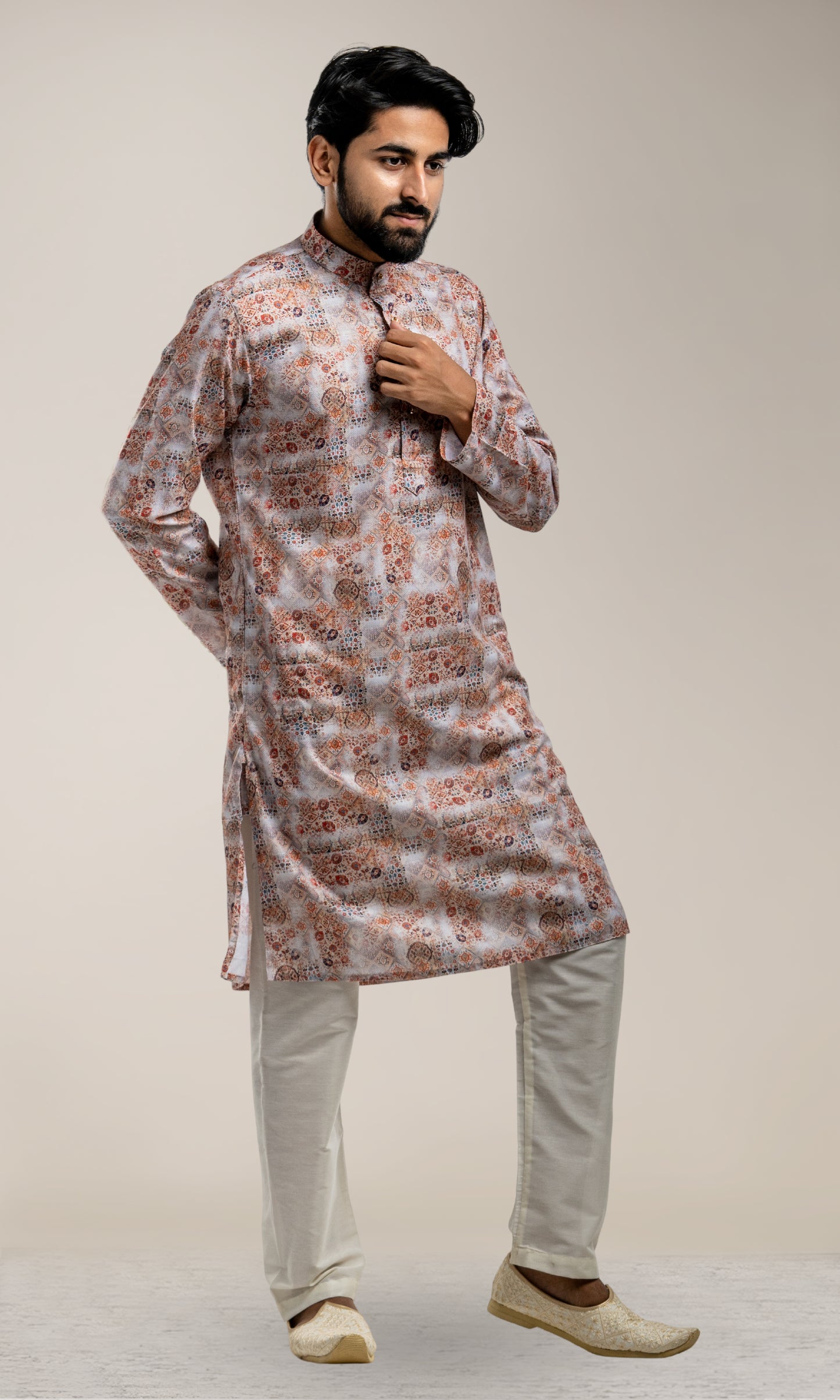 RED SHADED KURTA WITH PRINTED FLORAL MOTIFS