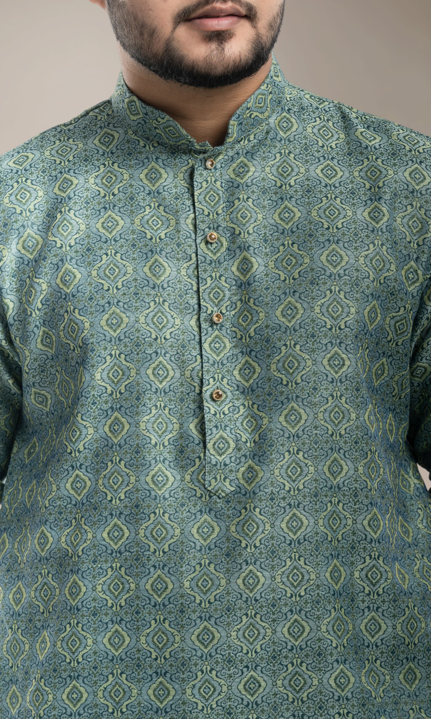 CARIBBEAN TURQUOISE MADALLION WEAVED KURTA