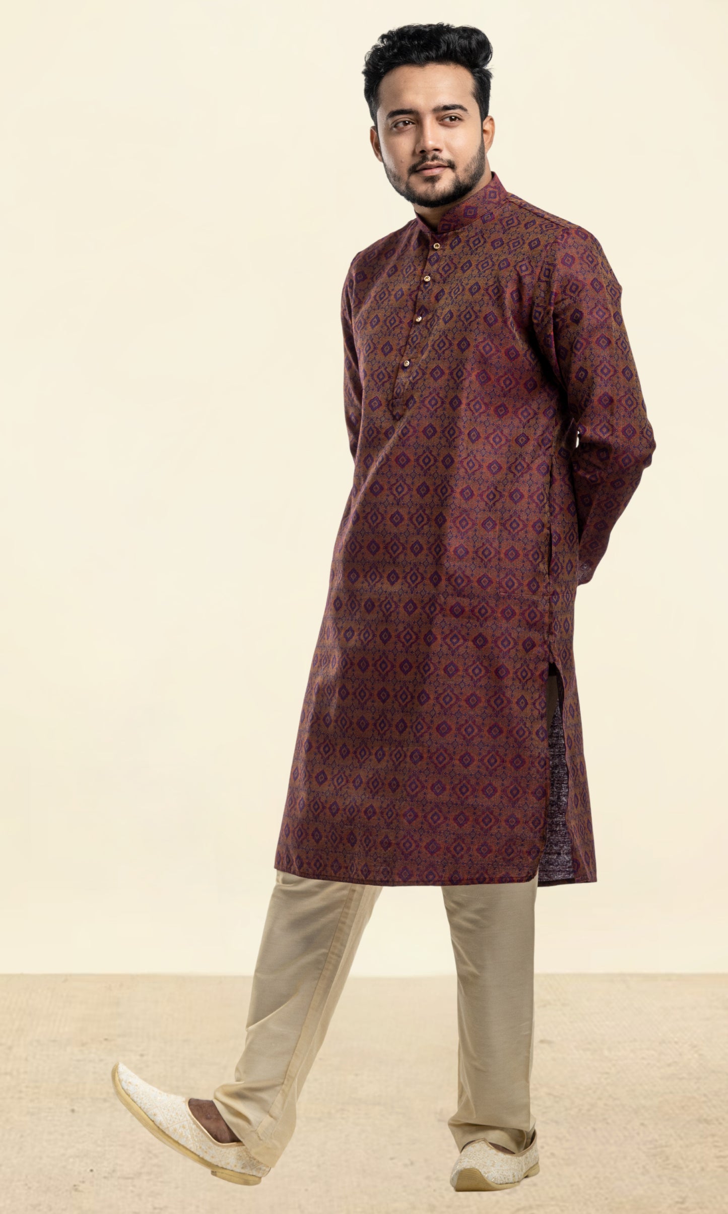 MULBERRY PURPLE MADALLION WEAVED KURTA