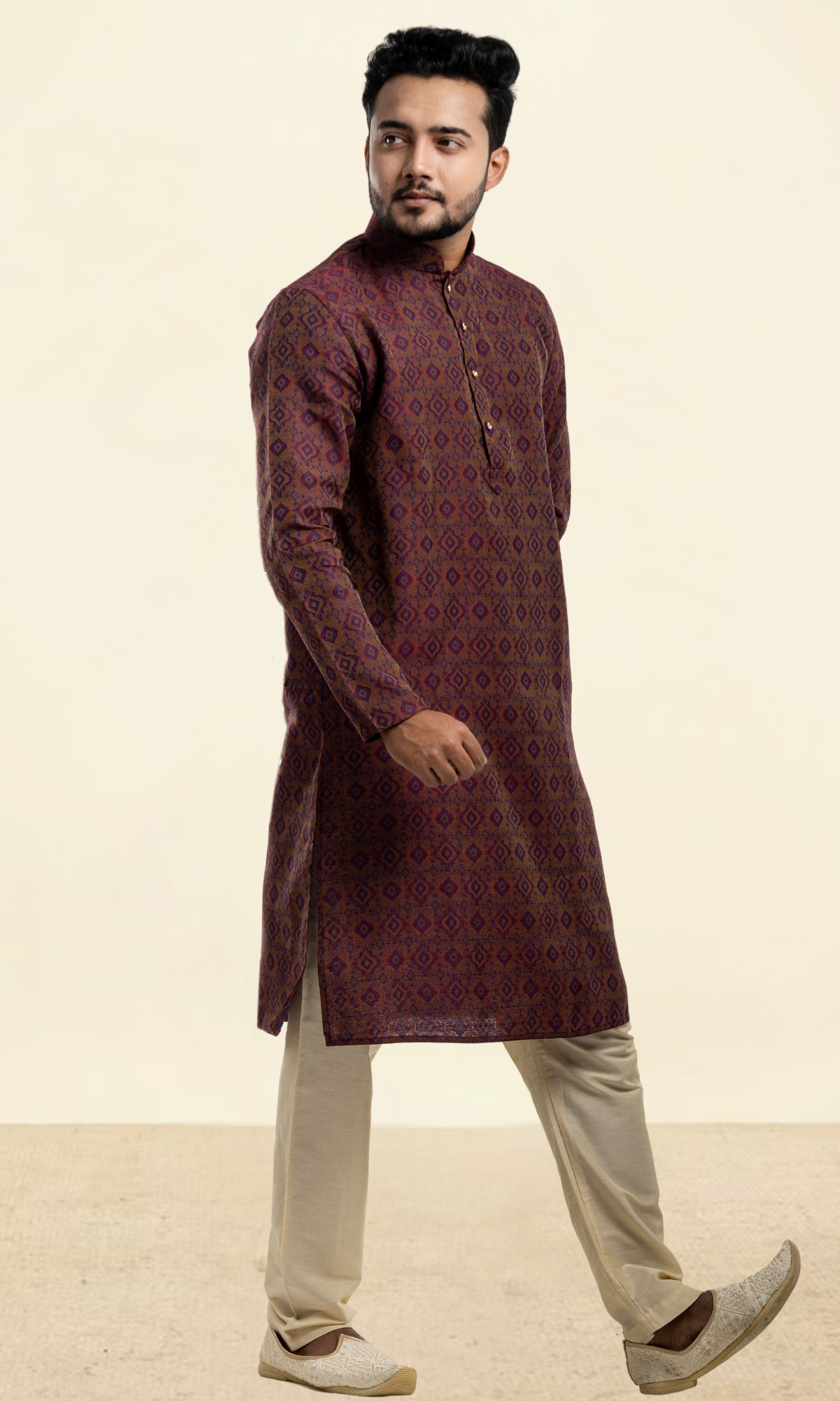 MULBERRY PURPLE MADALLION WEAVED KURTA