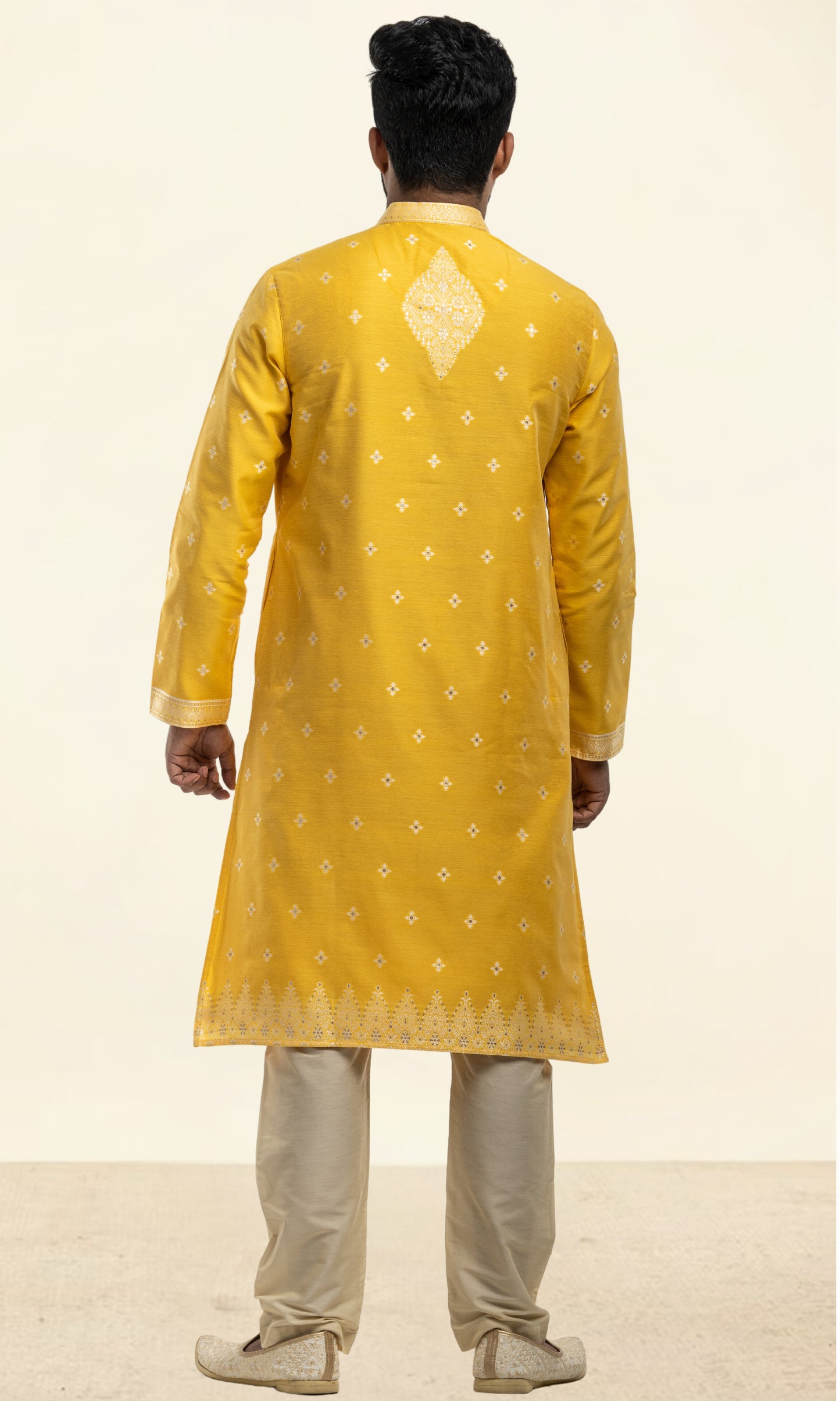 PINEAPPLE YELLOW GOLDEN ETHNIC MOTIFS WEAVED KURTA