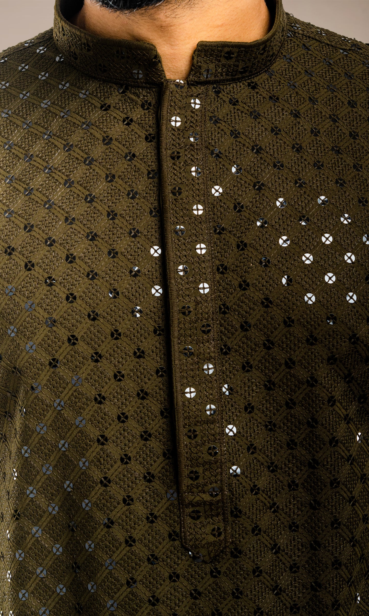 MEHENDI SEQUIN EMBELLISHED CHIKANKARI KURTA